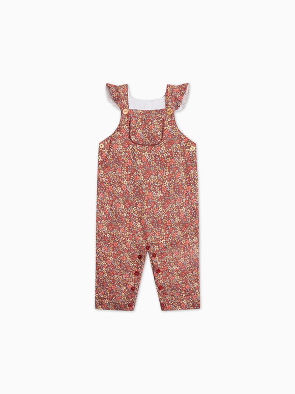 Terracotta Floral Delphina Baby Girl Dungarees