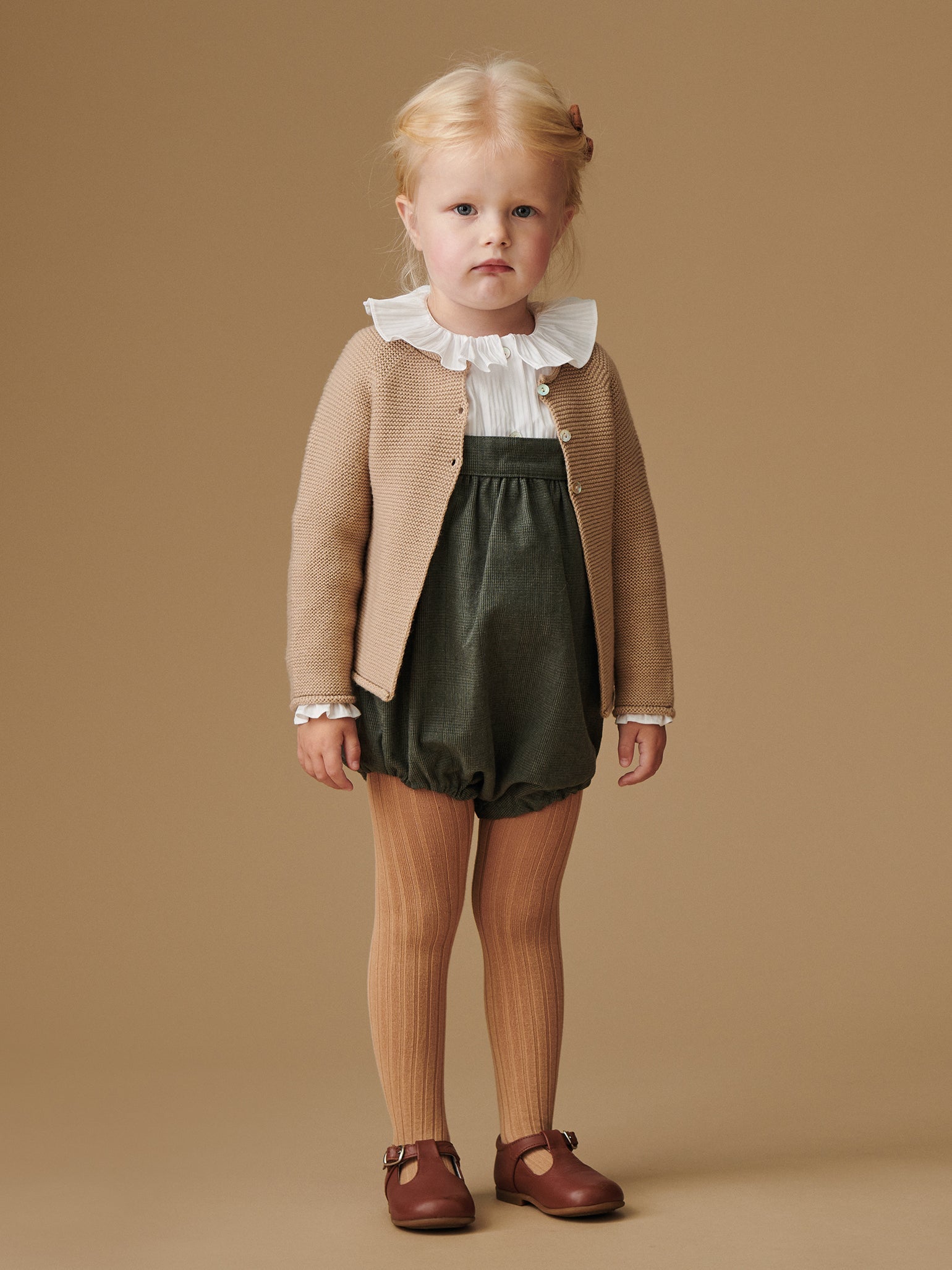 Olive Check Filada Baby Romper Dungarees