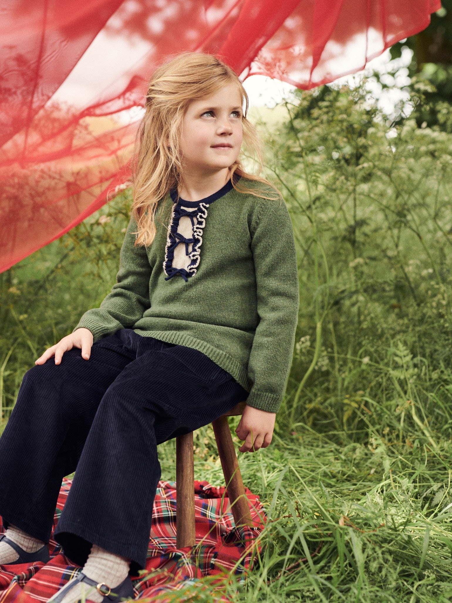 Navy Alma Corduroy Girl Trousers