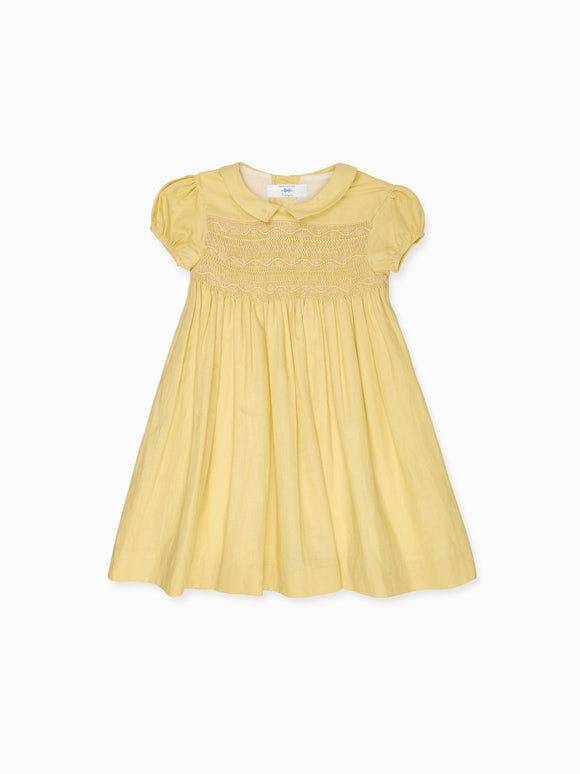 Nicky Hilton x La Coqueta Lemon Dolly Girl Hand-Smocked Dress