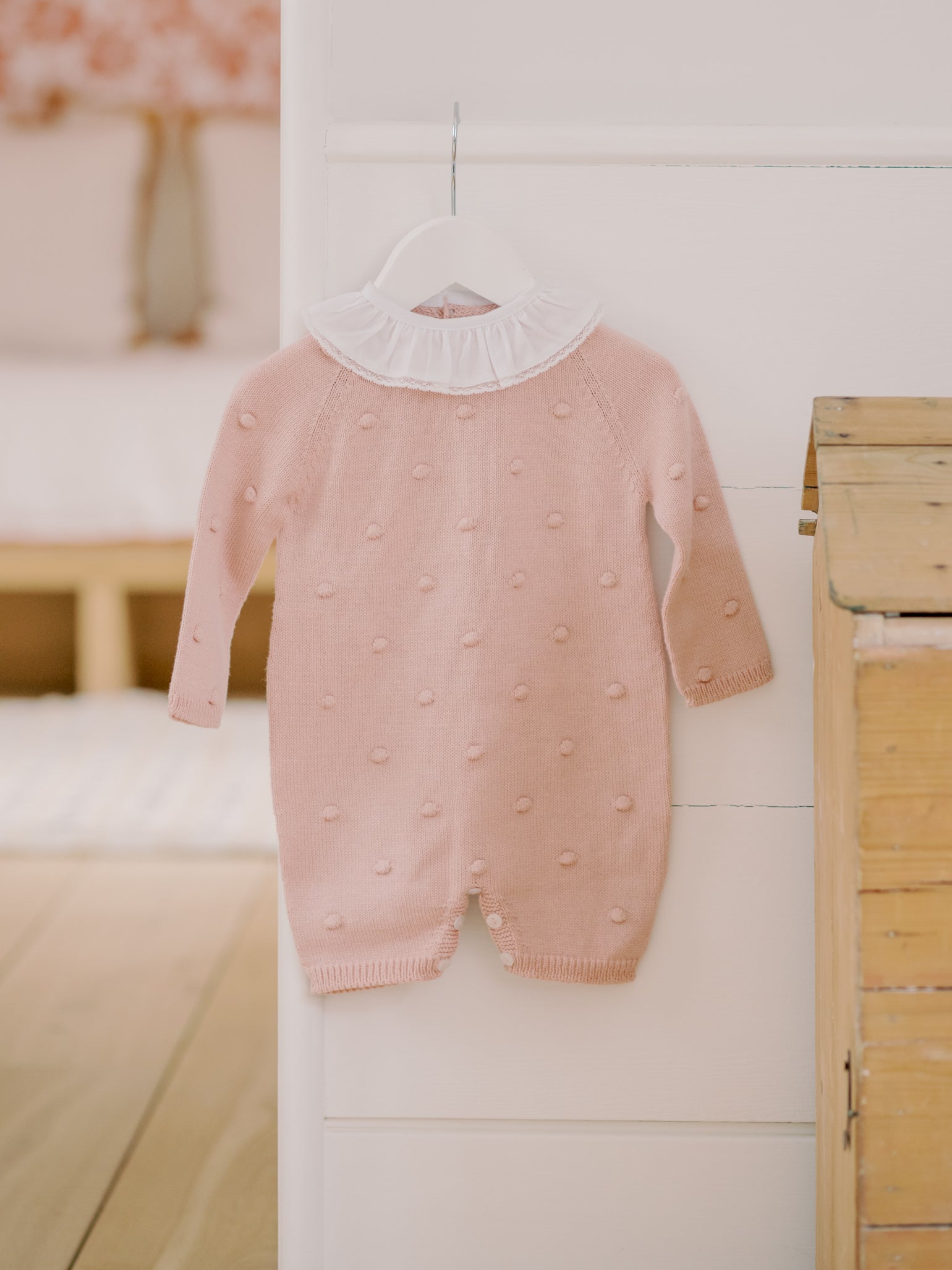 Dusty Pink Julietta Cotton Baby Girl Knitted Romper