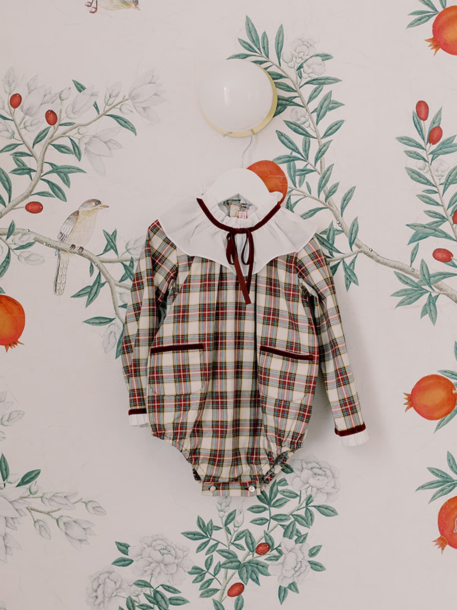 Ivory Tartan Edie Baby Romper