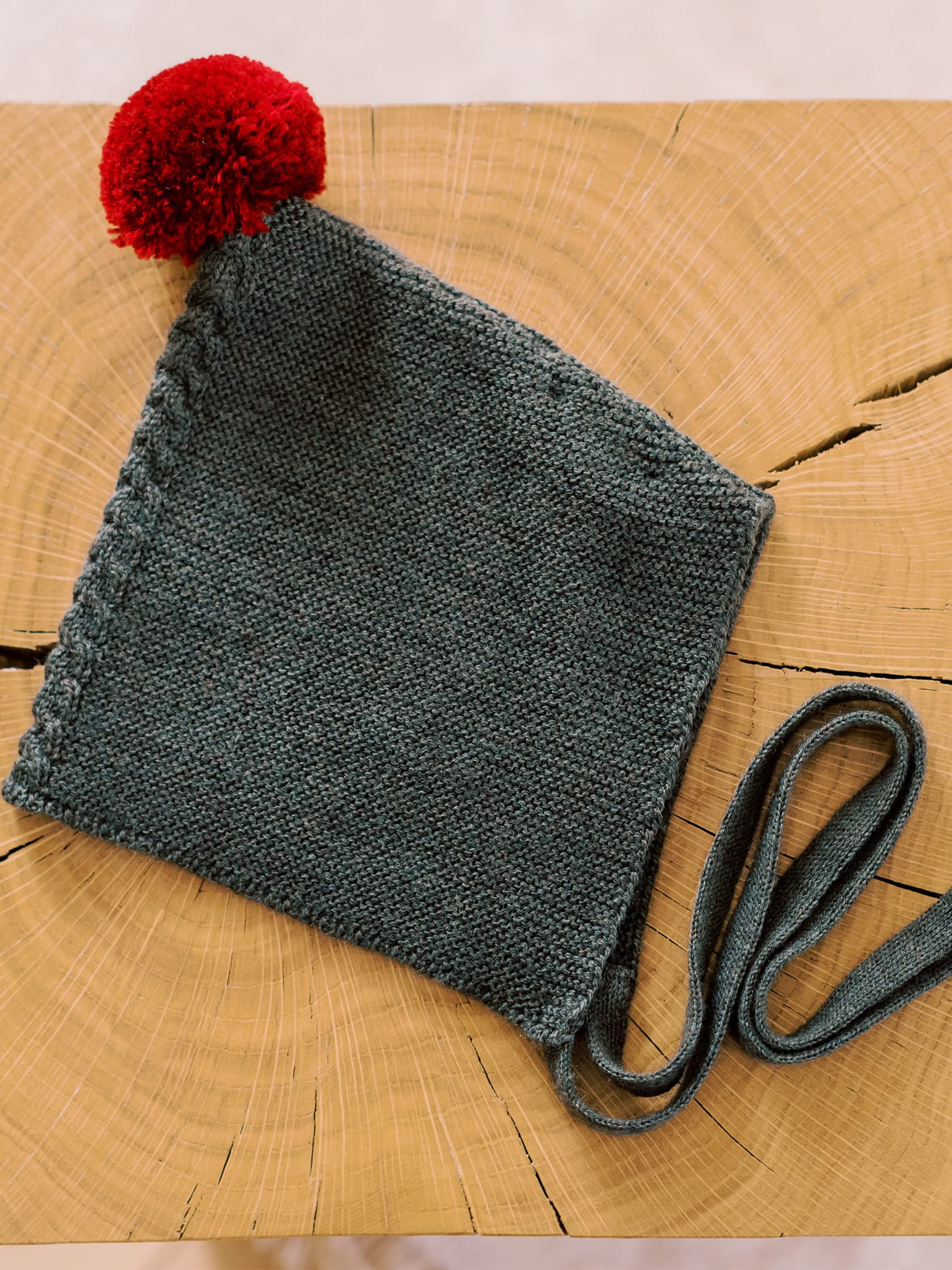 Olive Green Elfo Merino Baby Bonnet