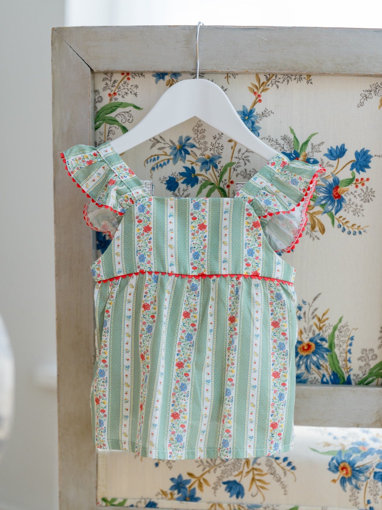 Sage Floral Stripe Elicia Baby Girl Summer Set