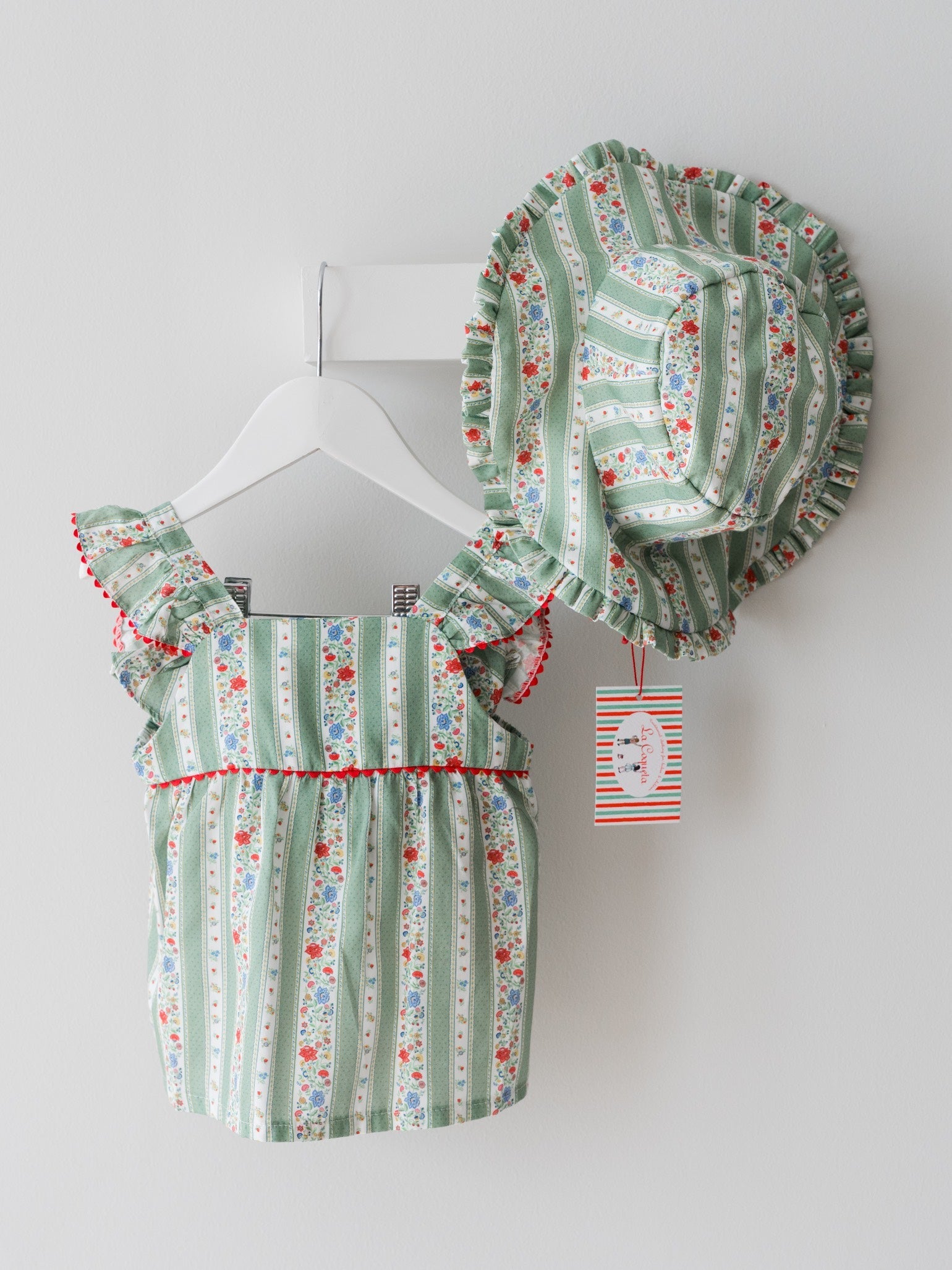 Sage Floral Stripe Elicia Baby Girl Summer Set