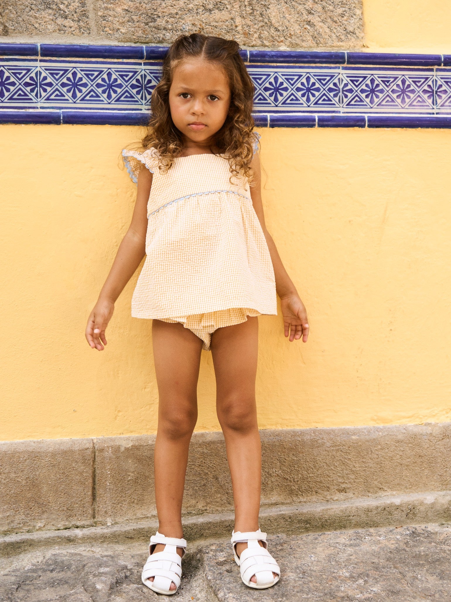 Yellow Gingham Elicia Baby Summer Set