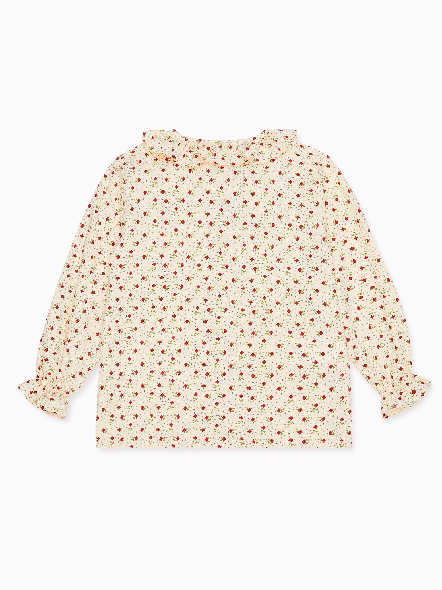 Cream Floral Ella Long Sleeve Baby Girl Shirt