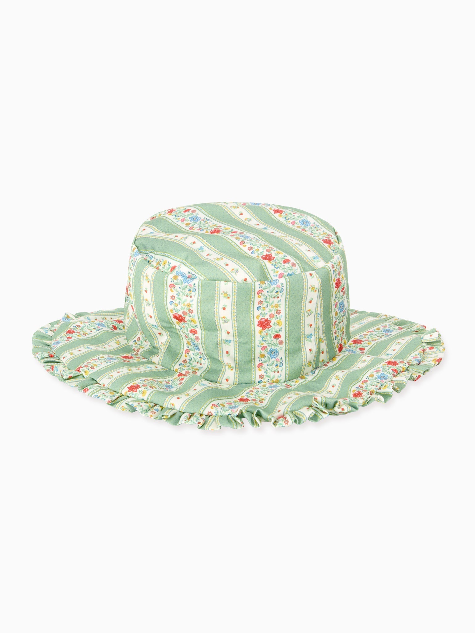 Sage Floral Stripe Emilia Girl Hat