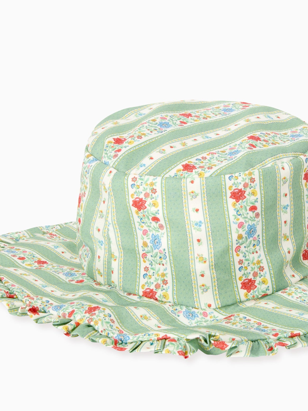 Sage Floral Stripe Emilia Girl Hat
