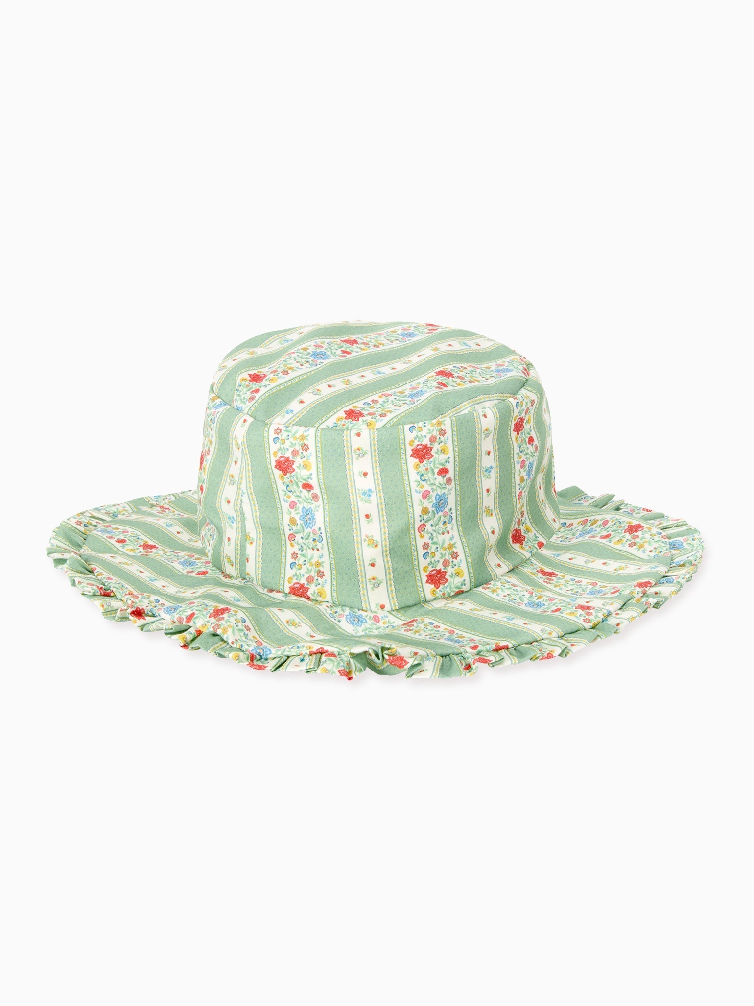 Sage Floral Stripe Emilia Girl Hat