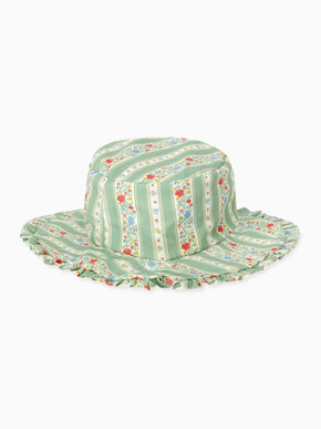 Sage Floral Stripe Emilia Girl Hat