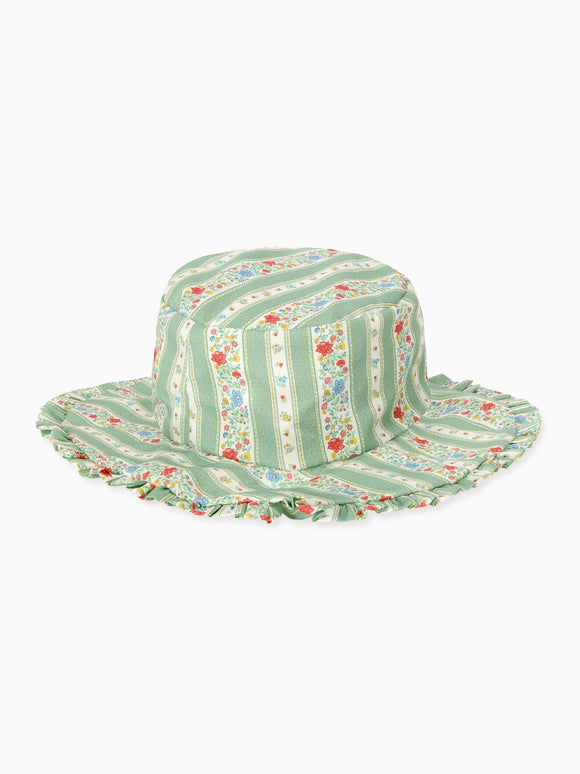 Sage Floral Stripe Emilia Girl Hat