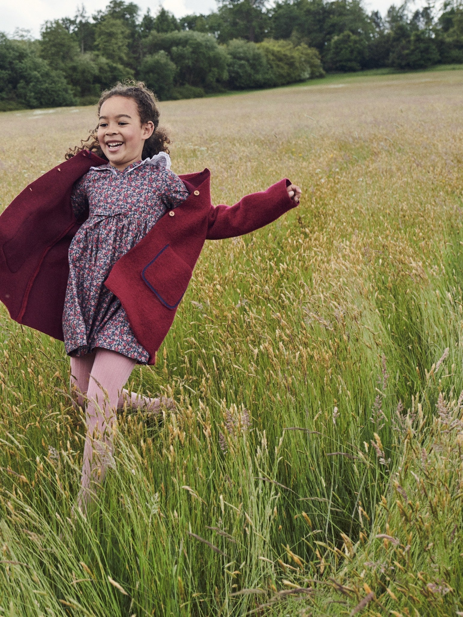 Burgundy Henrietta Girl Coat