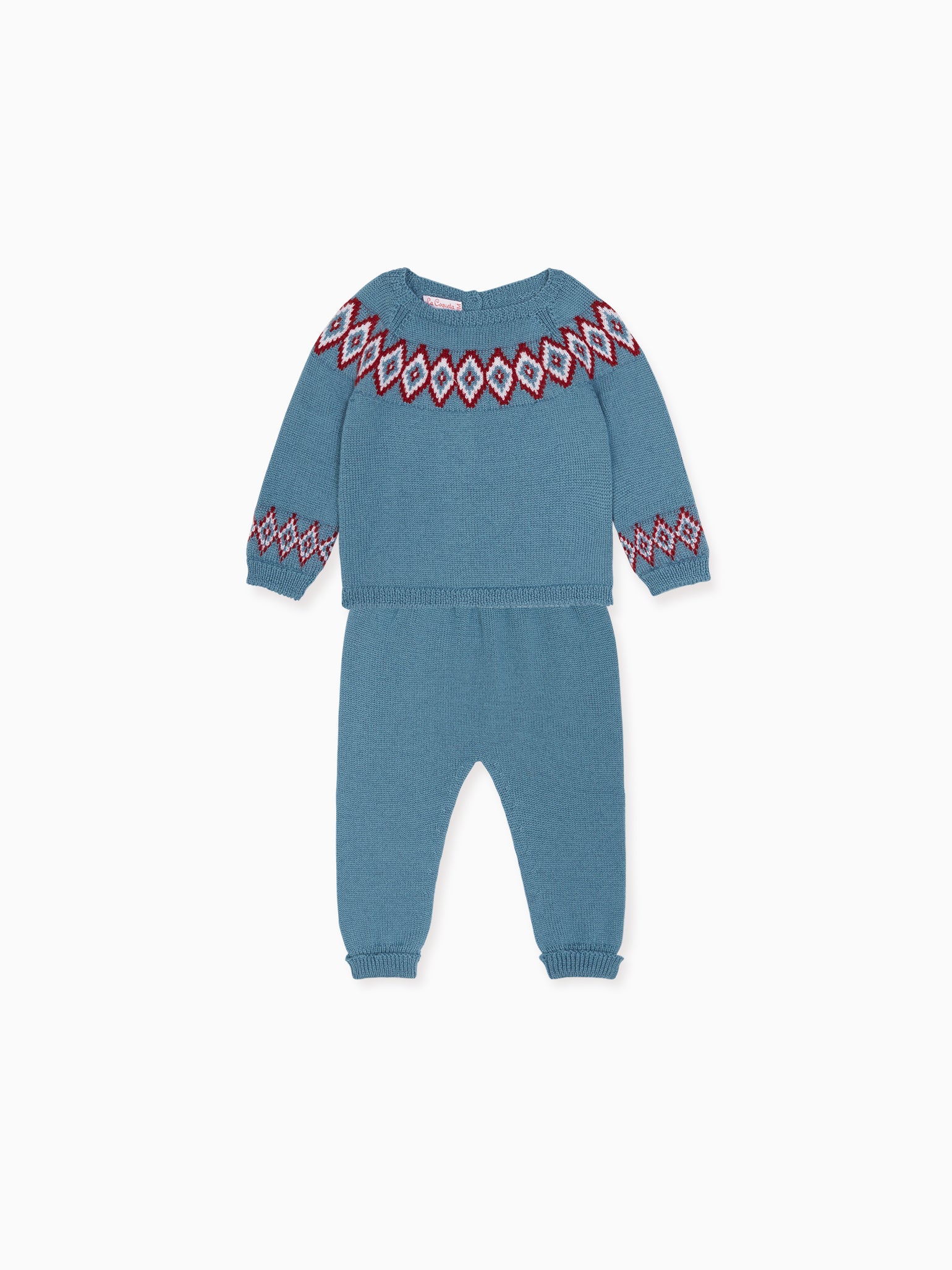 Blue Fair Isle Merino Baby Gift Box Set