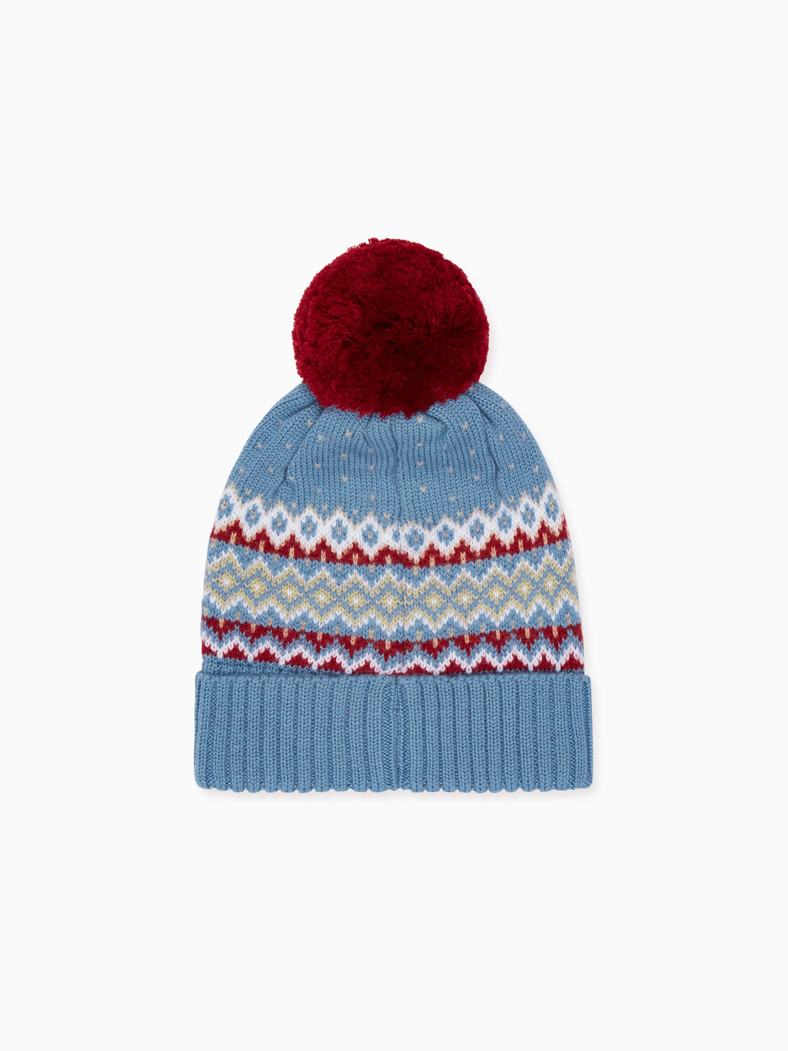 Blue Fair Isle Merino Kids Bobble Hat