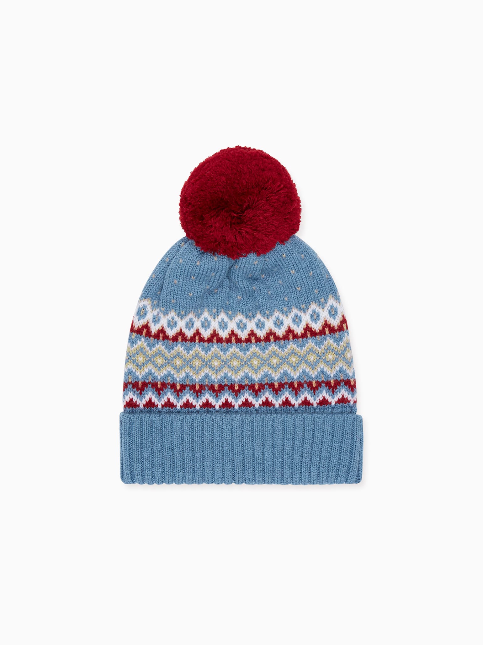 Blue Fair Isle Merino Kids Bobble Hat