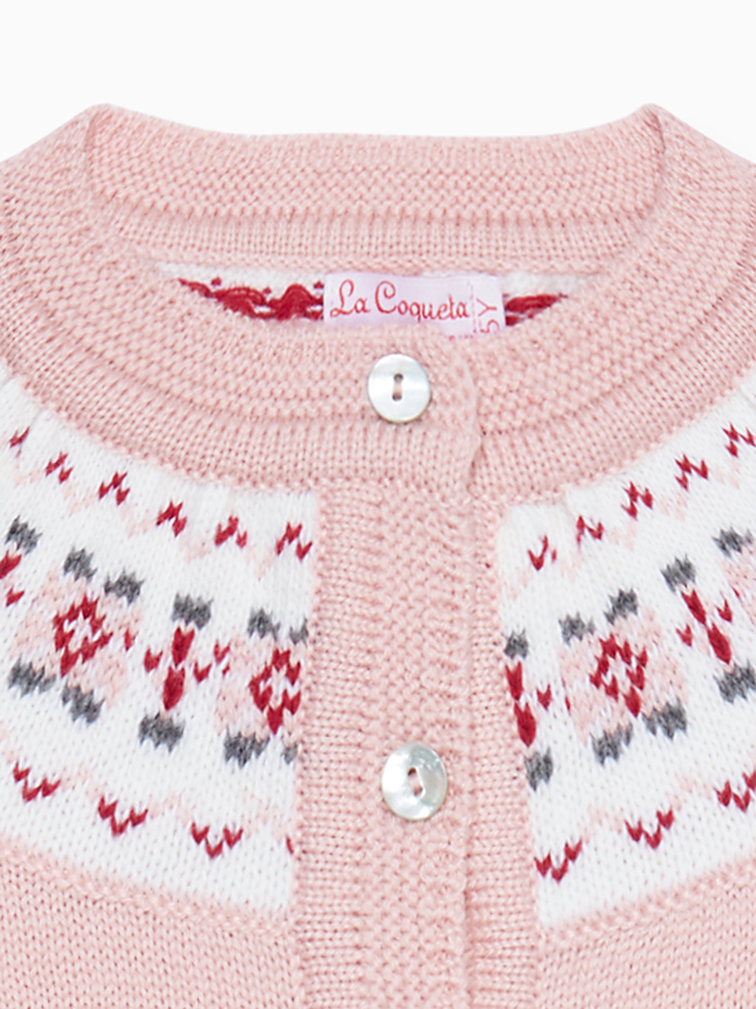 Pink Fair Isle Merino Girl Cardigan