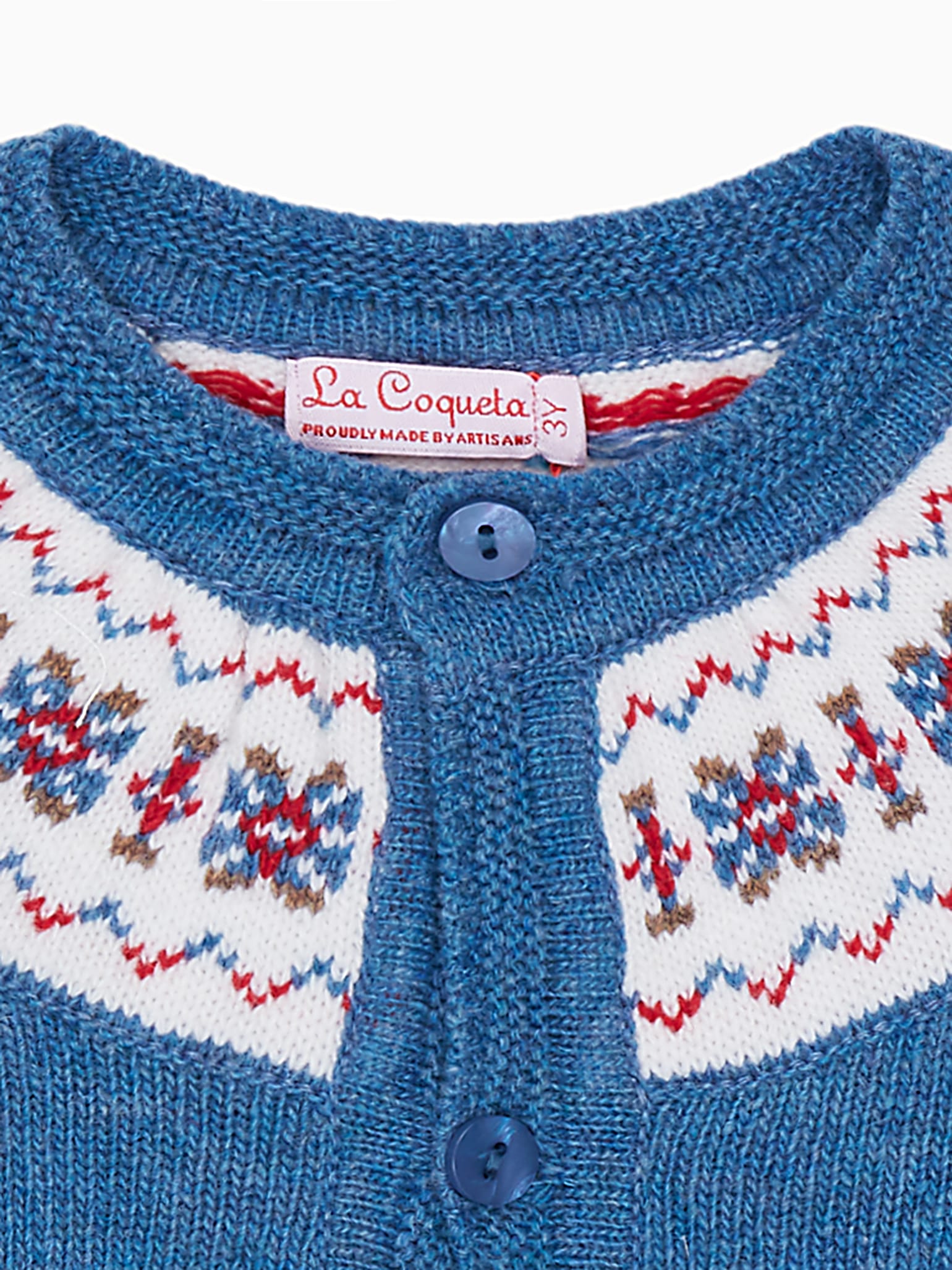 Dusty Blue Fair Isle Merino Baby Cardigan