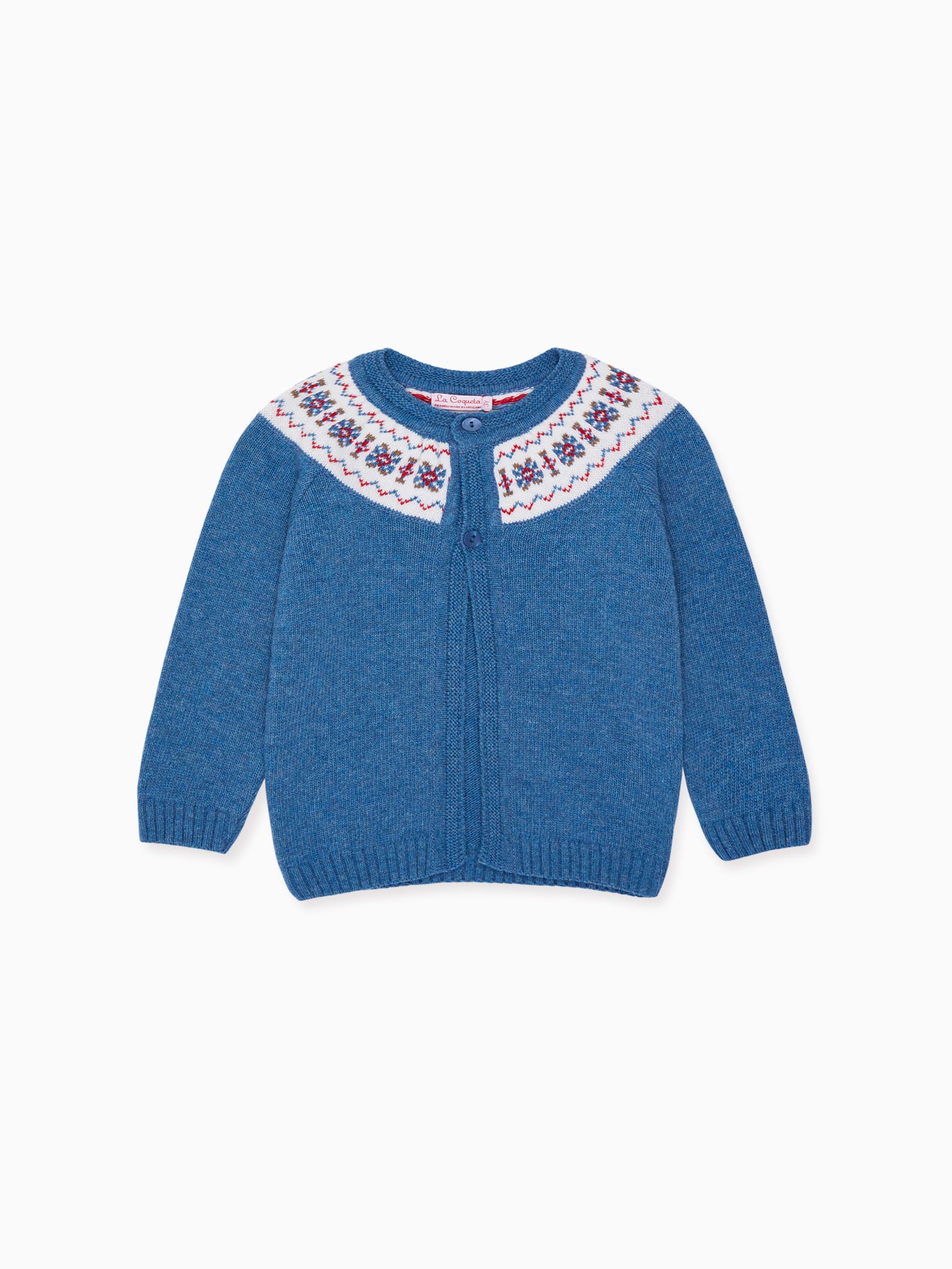 Dusty Blue Fair Isle Merino Baby Cardigan
