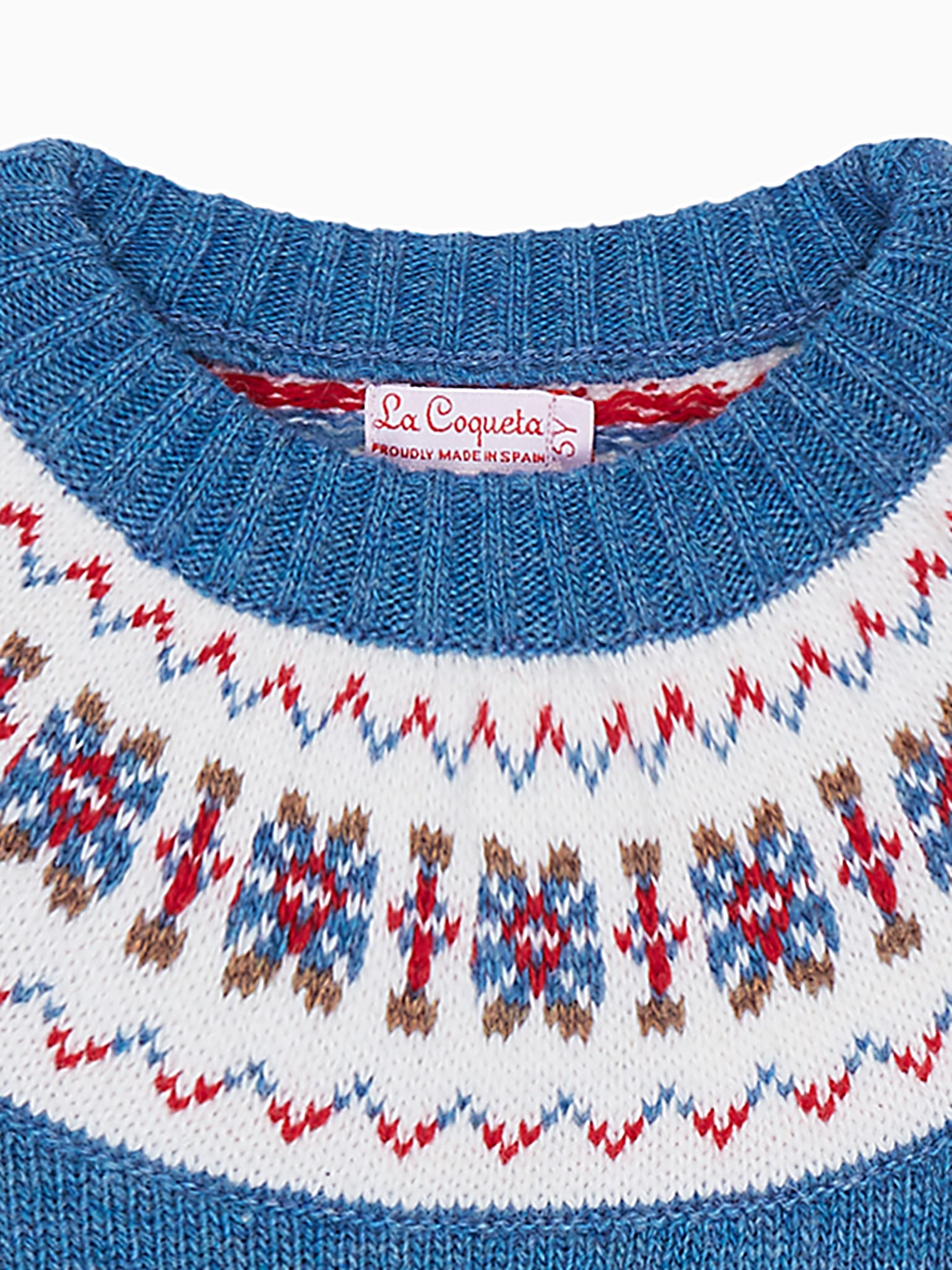 Dusty Blue Fair Isle Merino Kids Jumper