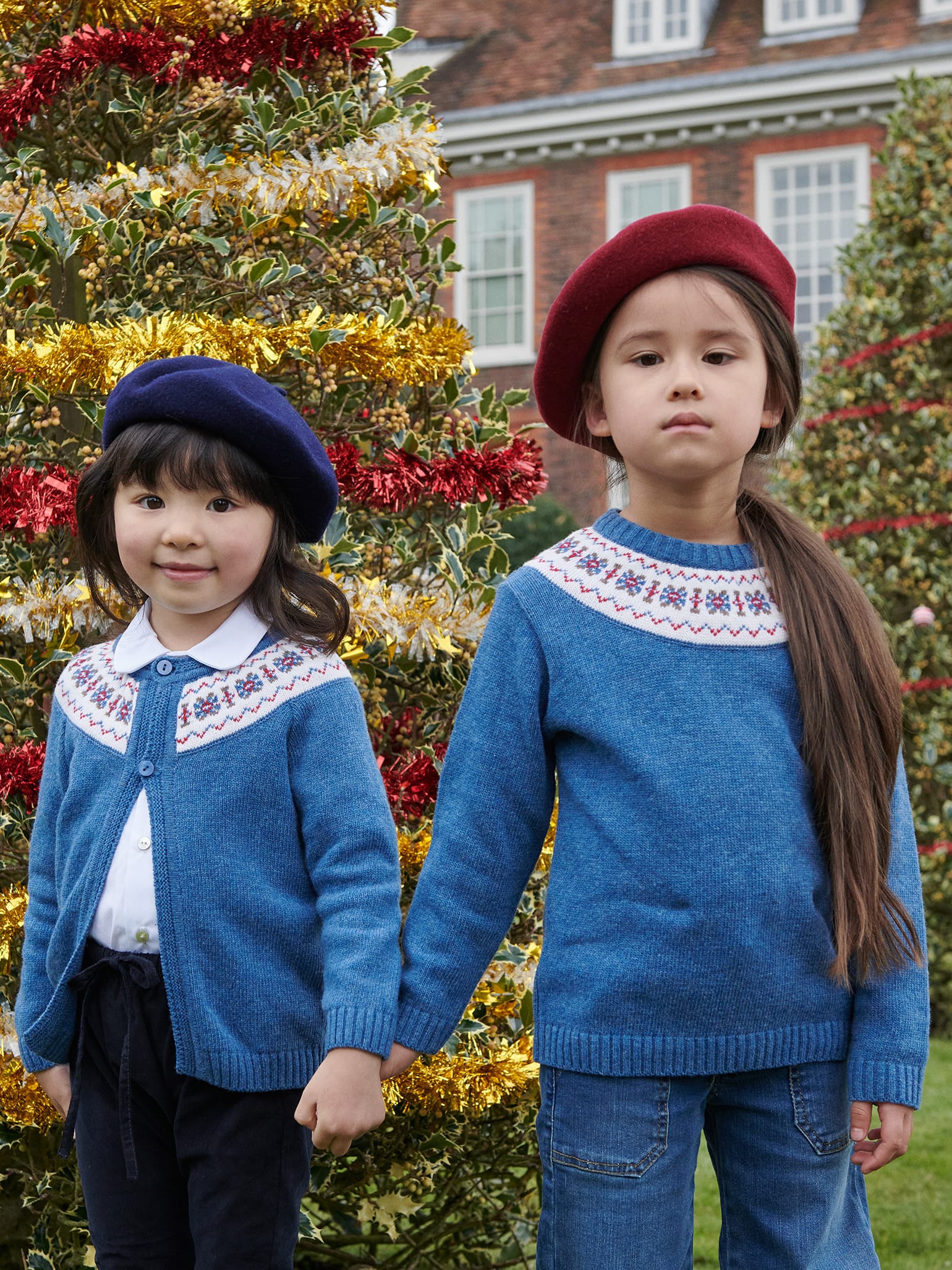 Dusty Blue Fair Isle Merino Baby Cardigan