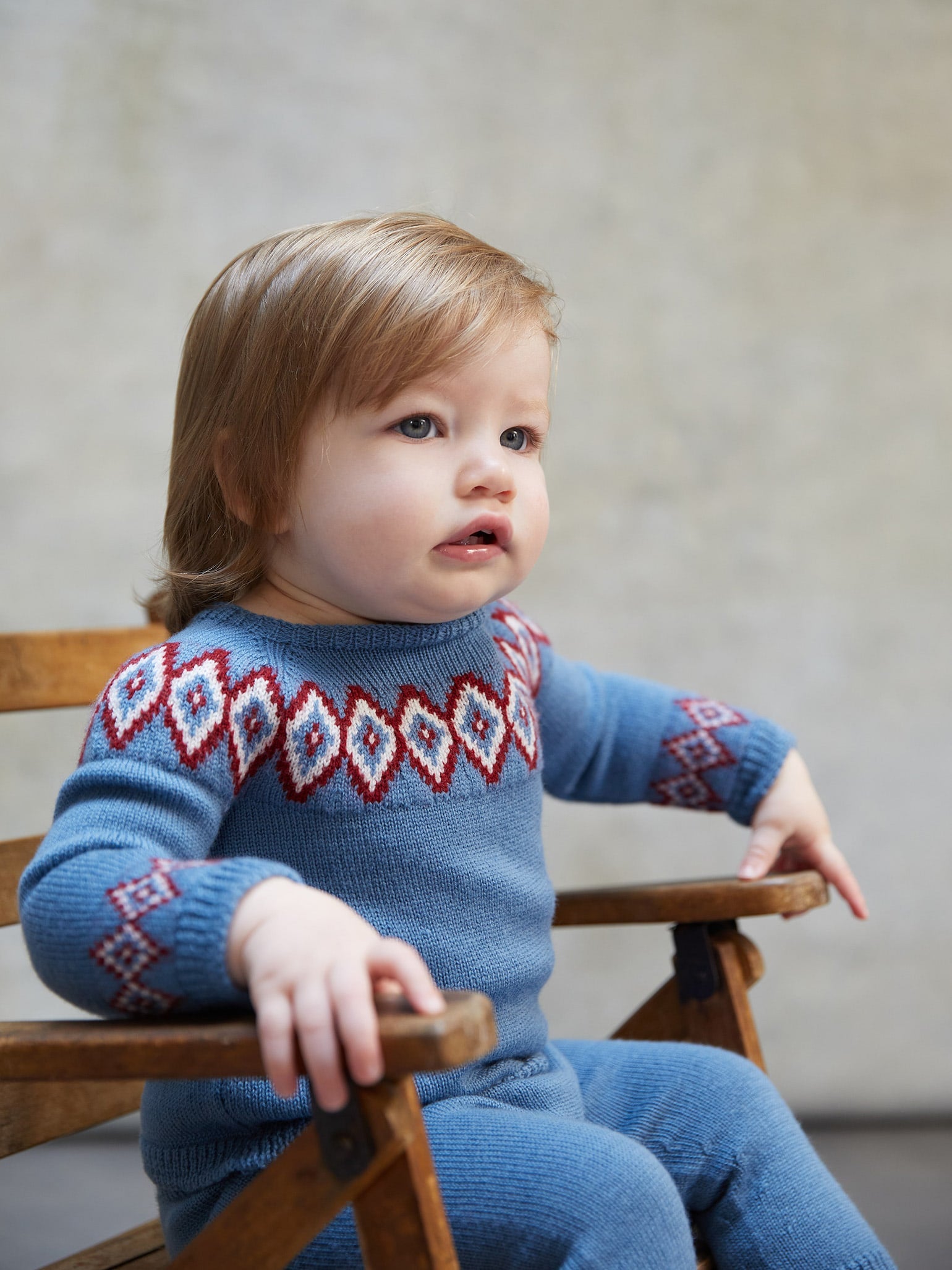 Blue Fair Isle Merino Baby Set