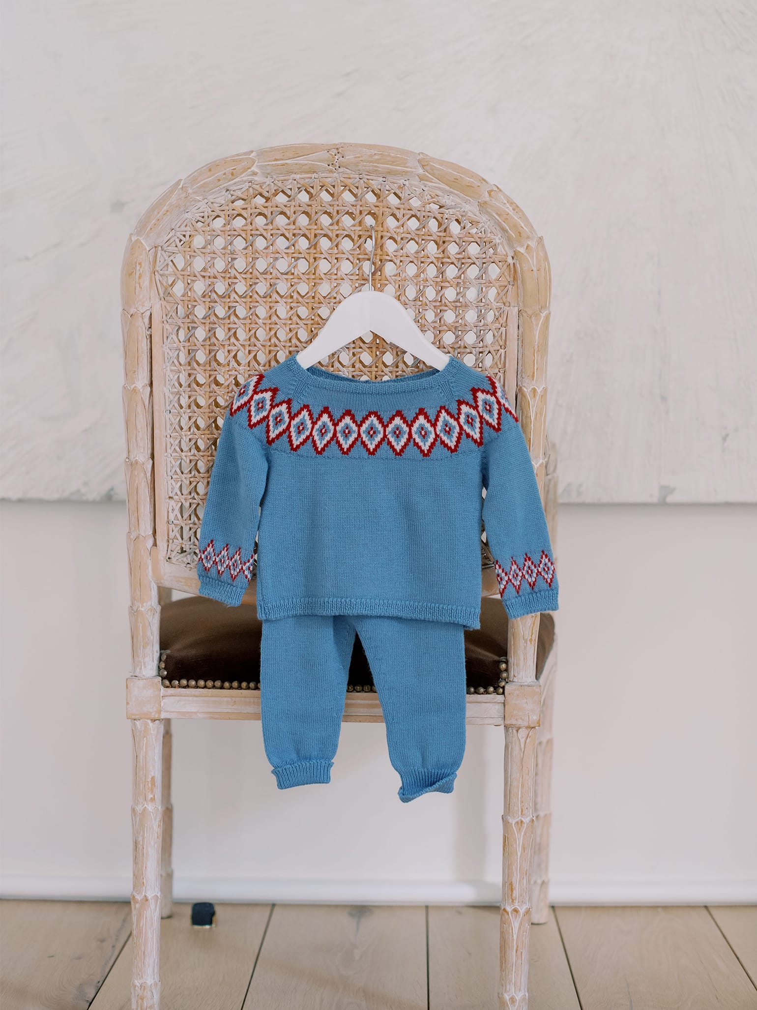 Blue Fair Isle Merino Baby Gift Box Set