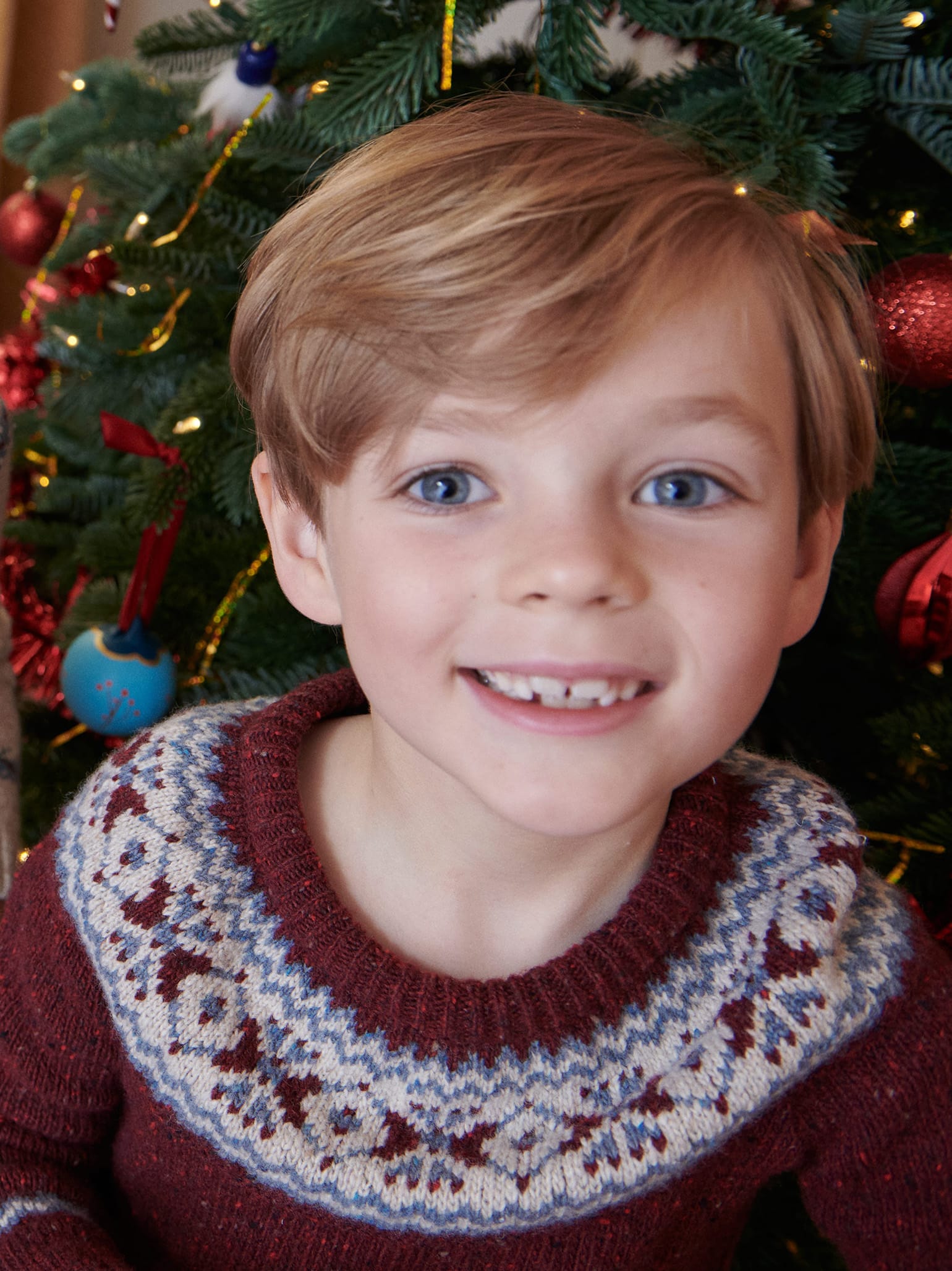 Burgundy Fair Isle Merino Kids Jumper