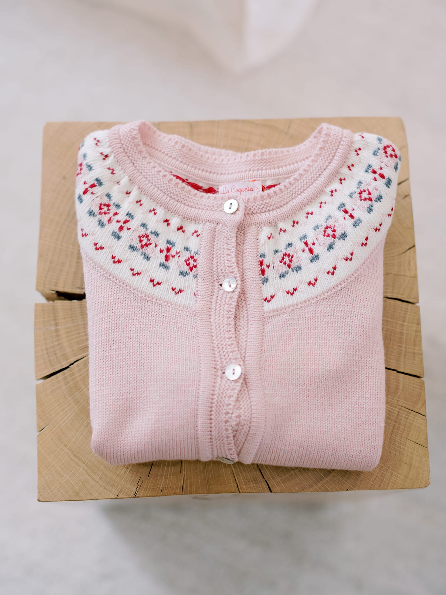 Pink Fair Isle Merino Girl Cardigan