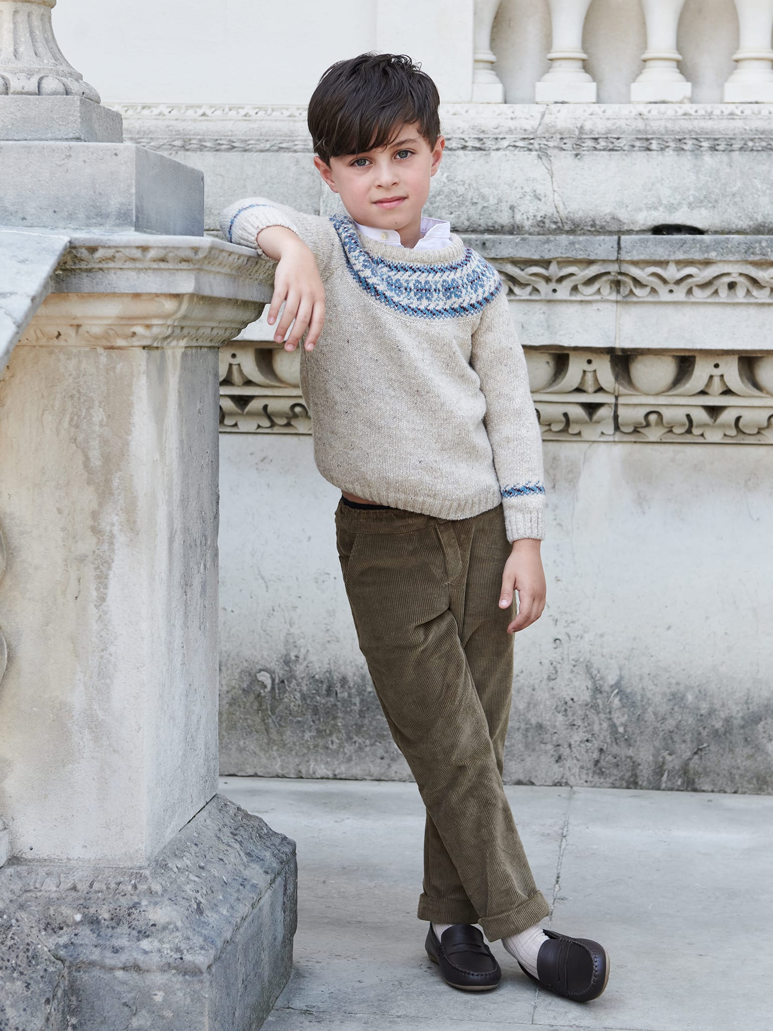 Beige Fair Isle Merino Kids Jumper