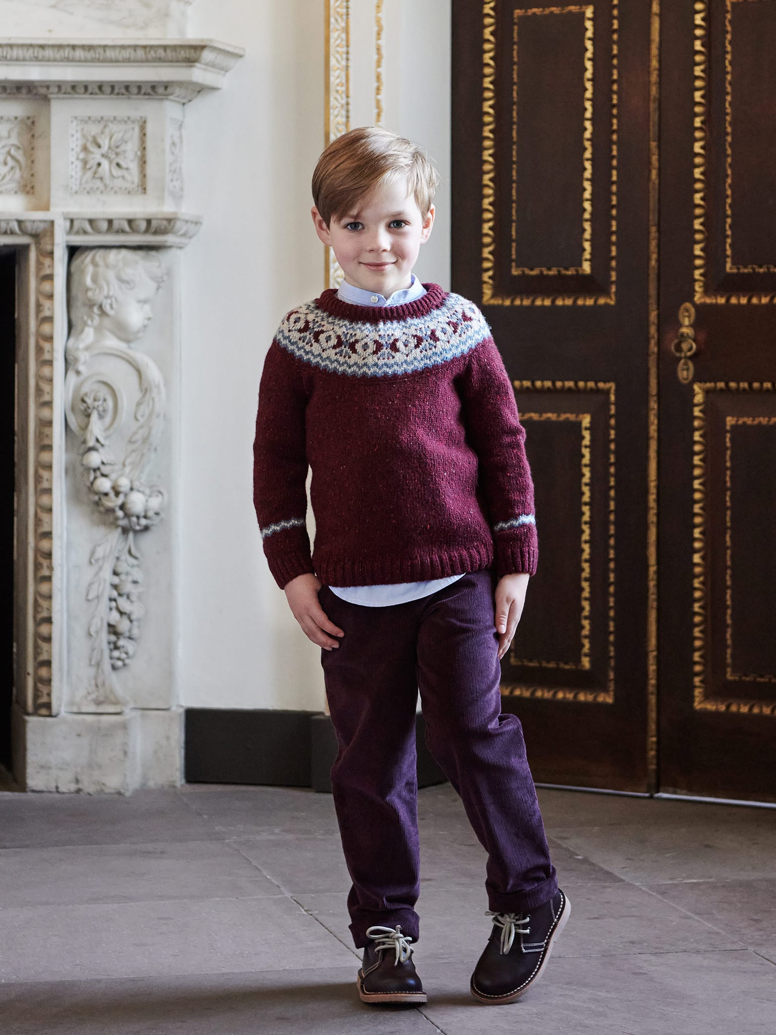 Burgundy Fair Isle Merino Kids Jumper