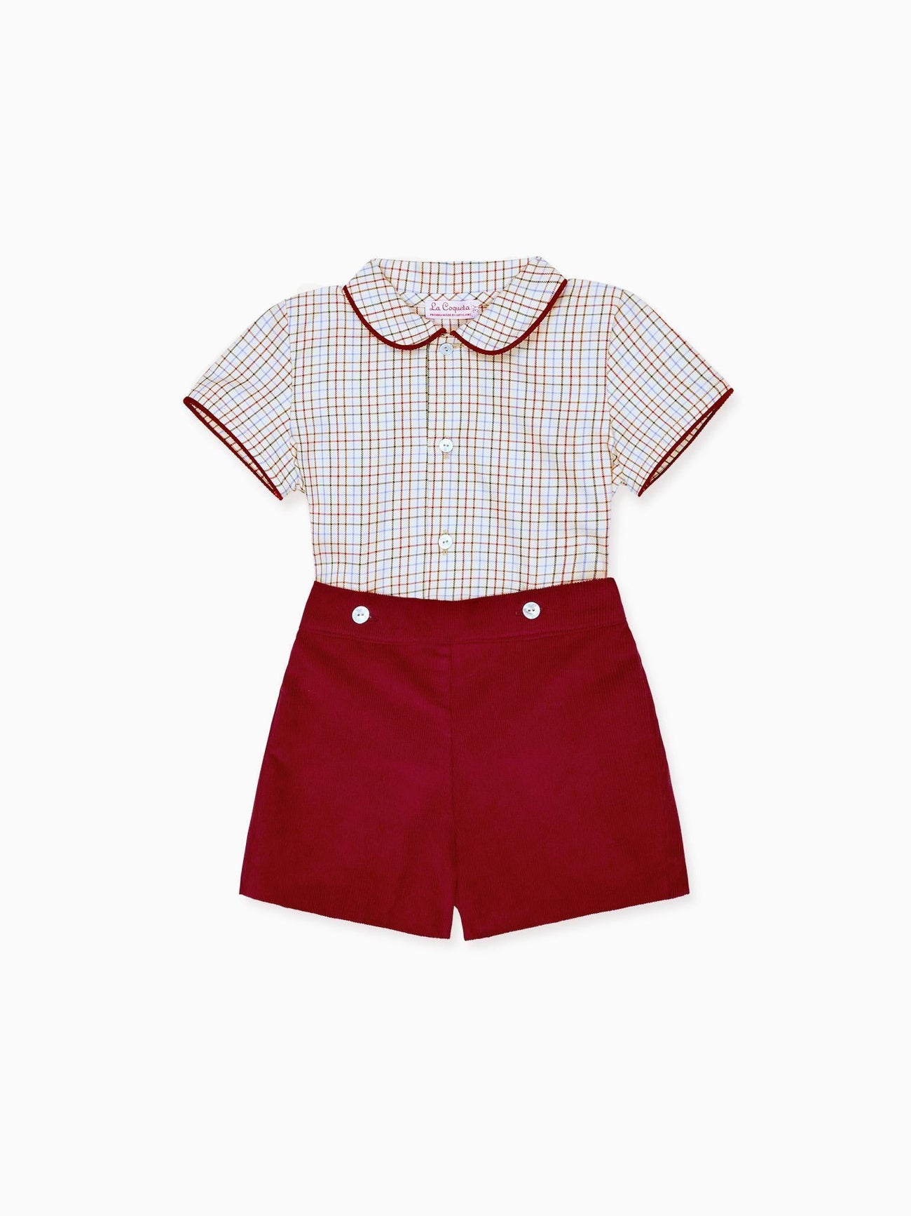 Burgundy Check Fantino Baby Boy Set