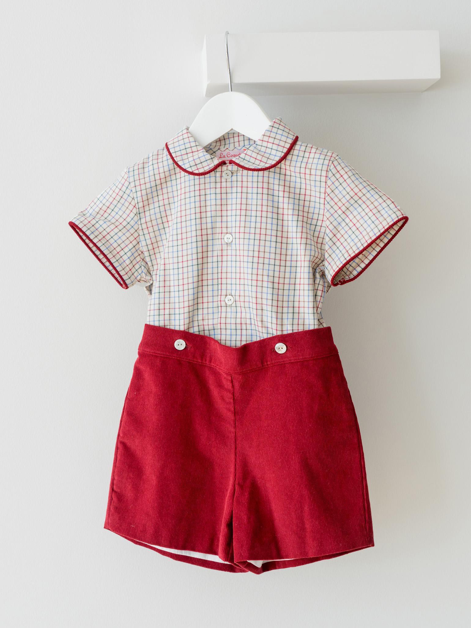 Burgundy Check Fantino Baby Boy Set