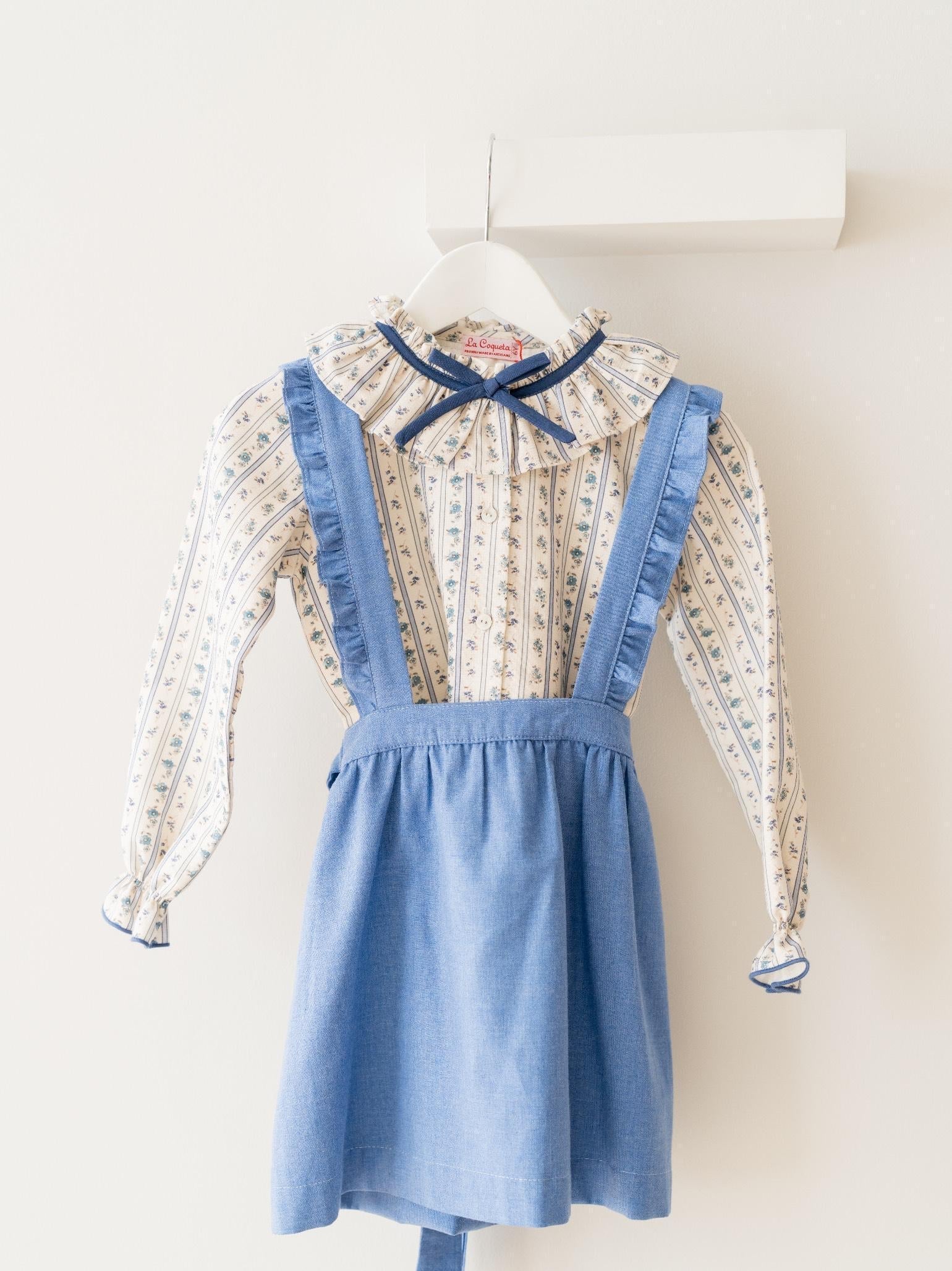 Blue Floral Stripe Felixia Long Sleeve Girl Shirt