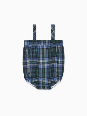 Green Check Filada Baby Romper Dungarees