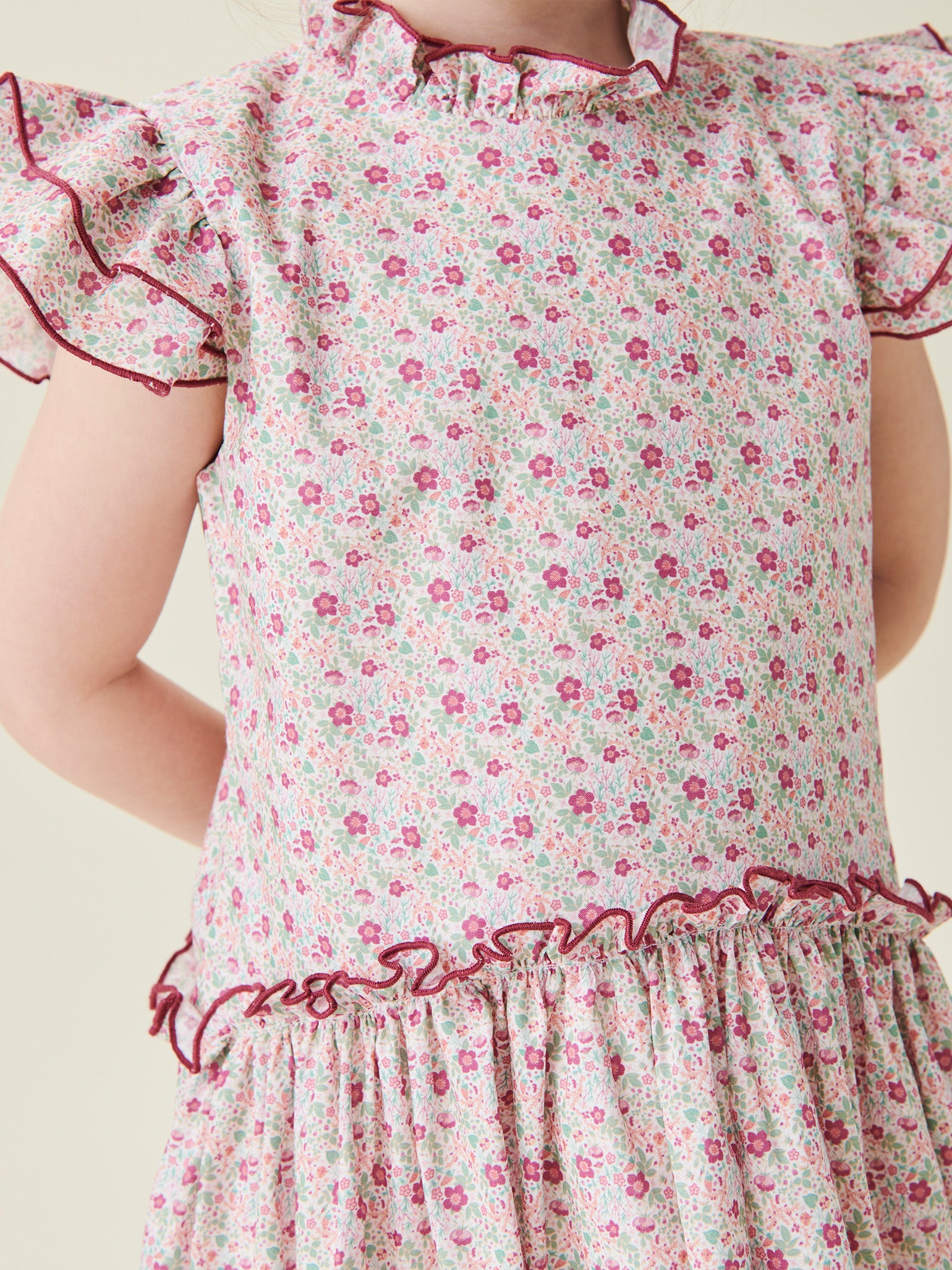 Pink Floral Filomela Girl Drop Waist Dress