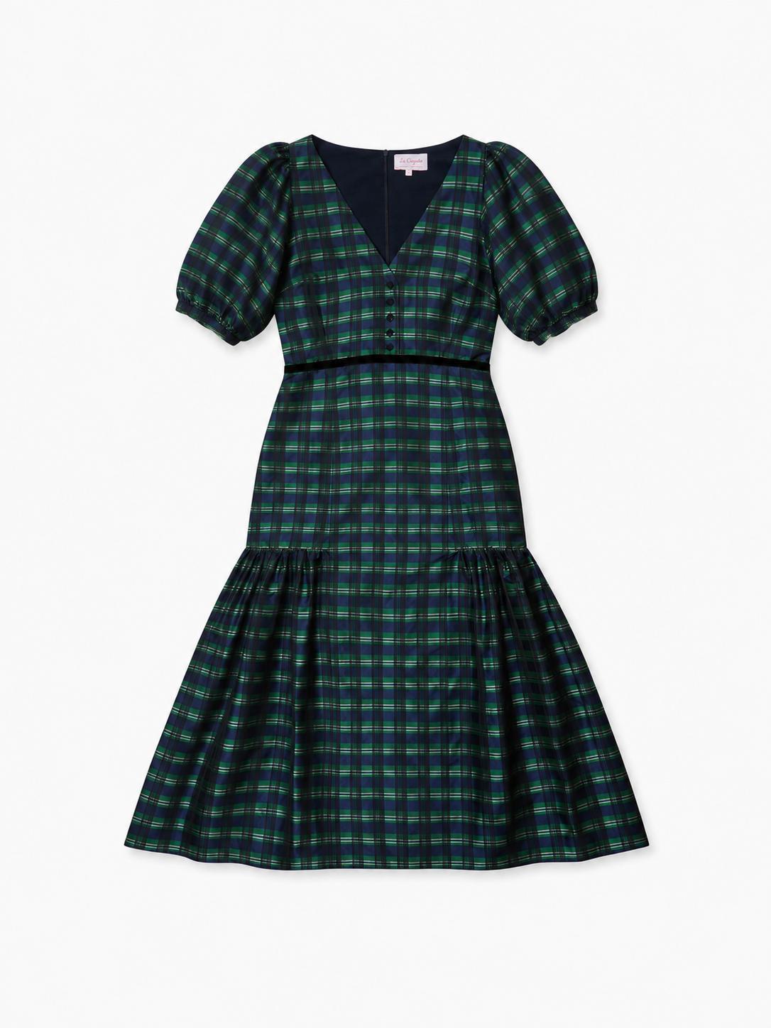 Navy Check Flavia Women Long Dress