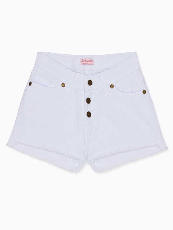 White Fleca Cotton Girl Shorts