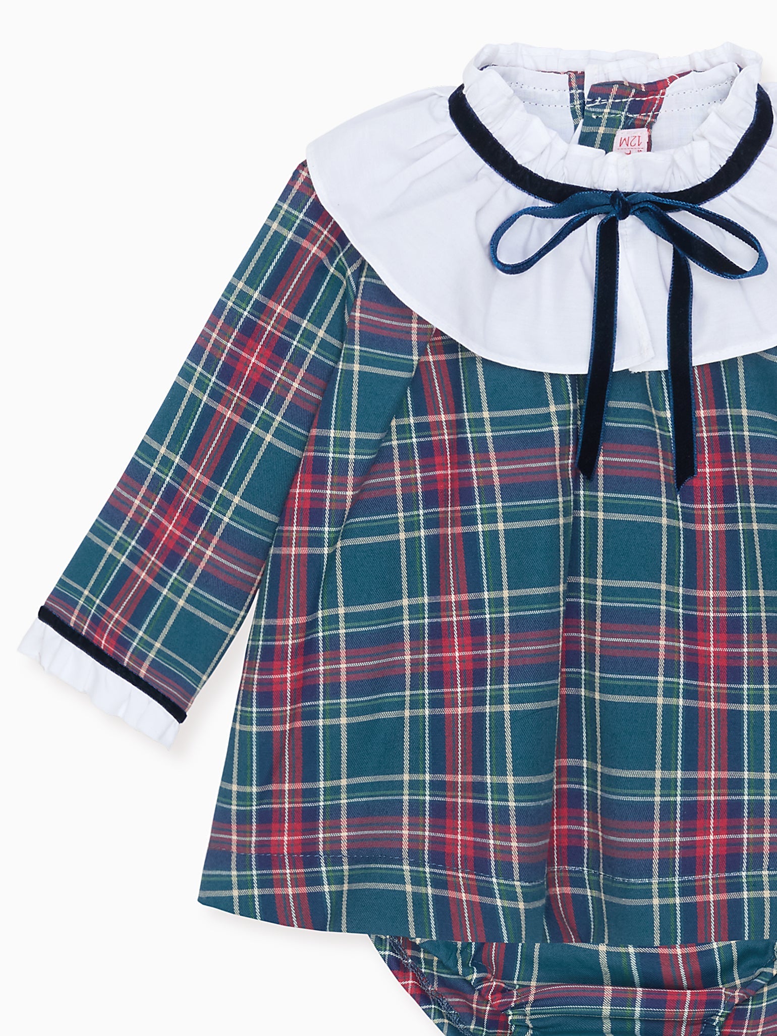 Green Tartan Flora Baby Girl Set