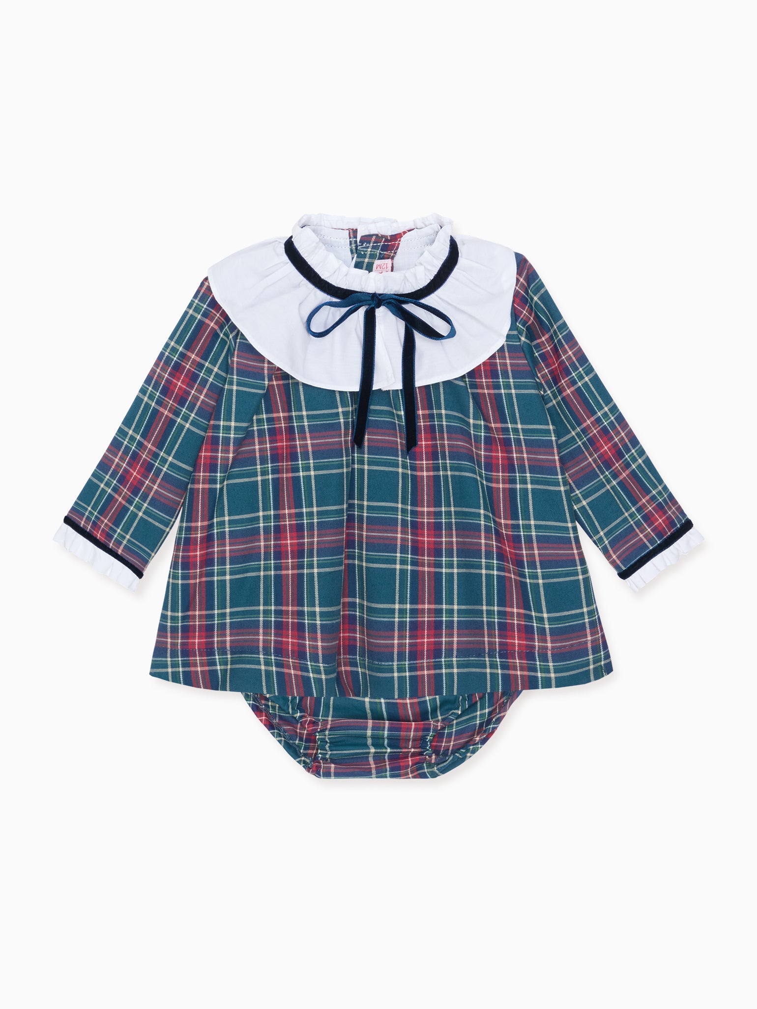 Green Tartan Flora Baby Girl Set