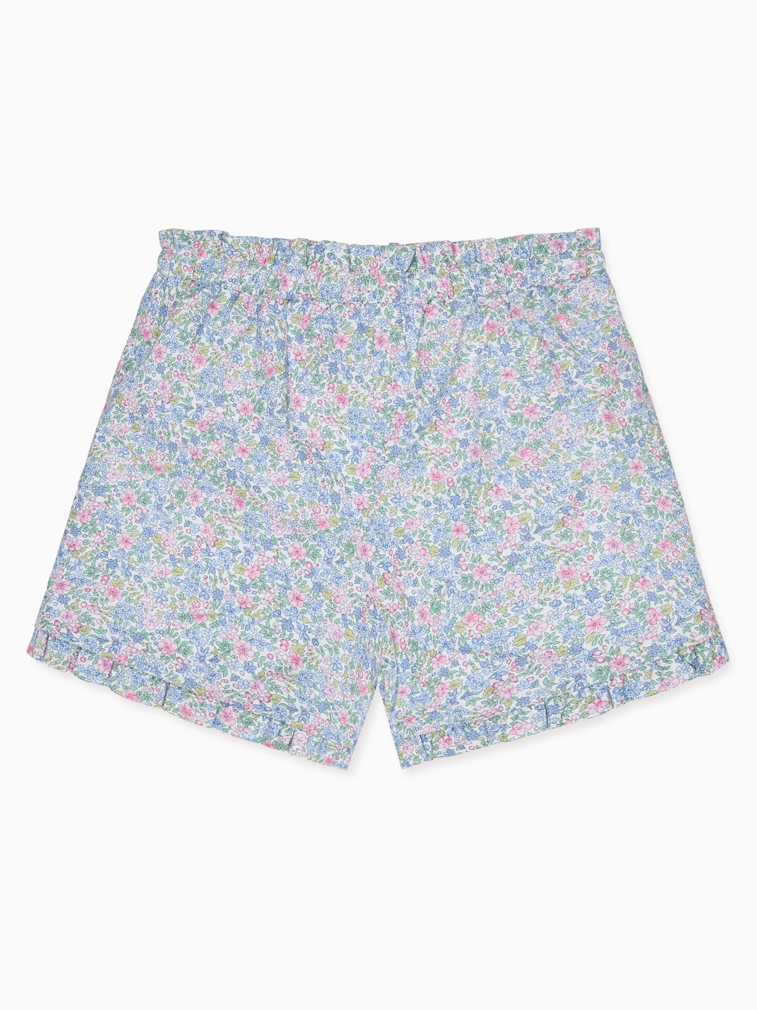 Light Blue Floral Flores Cotton Girl Shorts