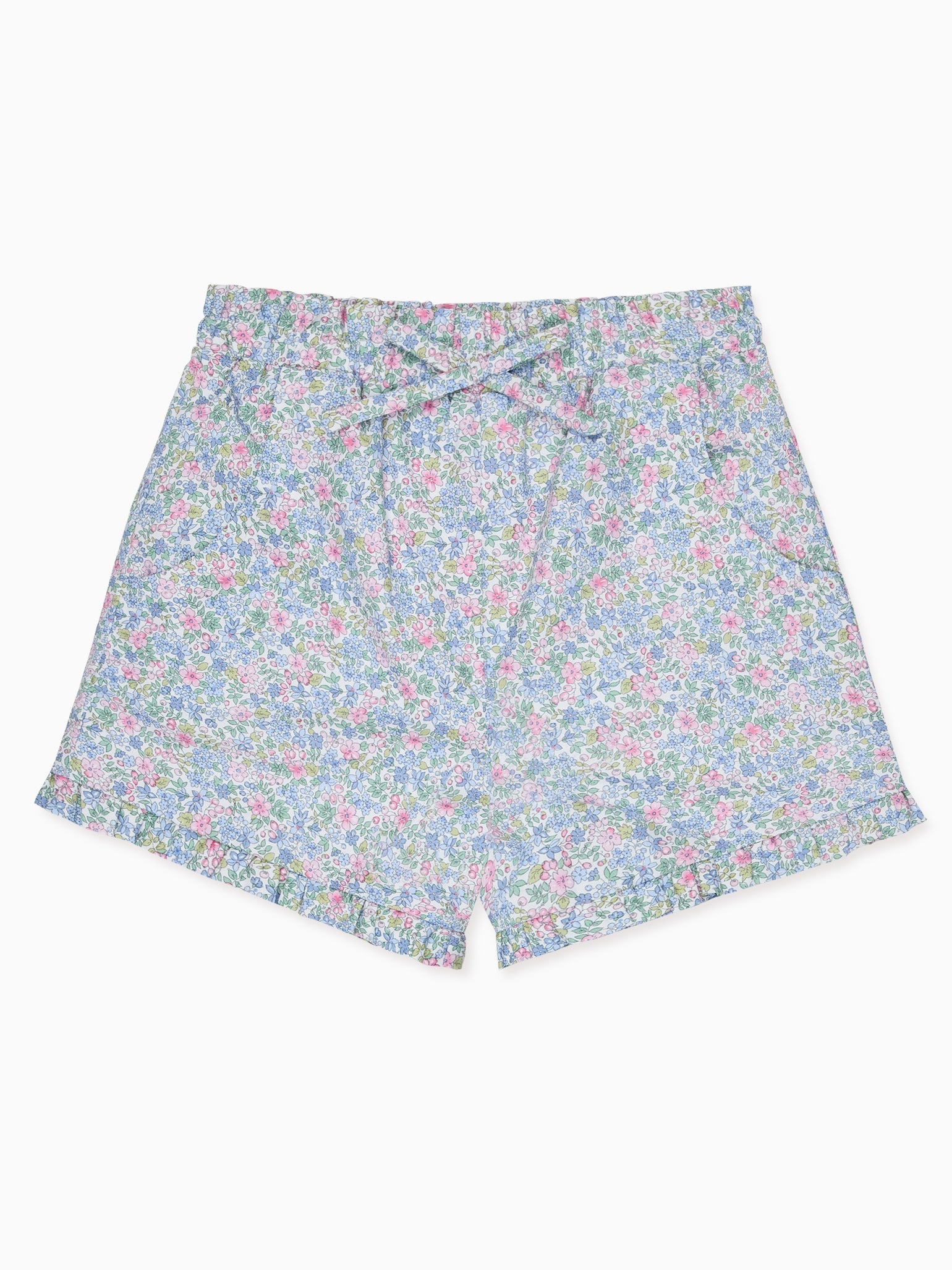 Light Blue Floral Flores Cotton Girl Shorts