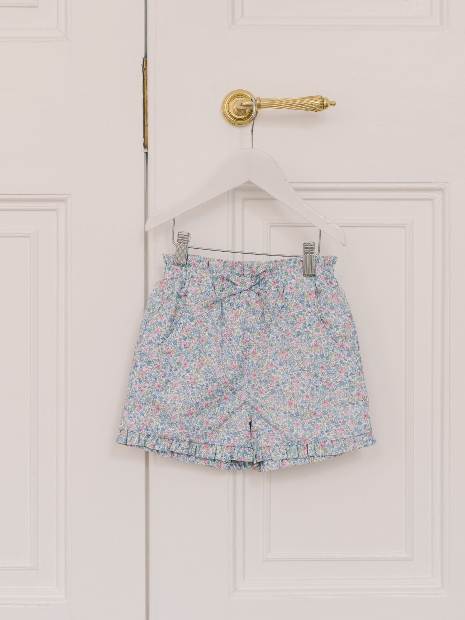Light Blue Floral Flores Cotton Girl Shorts