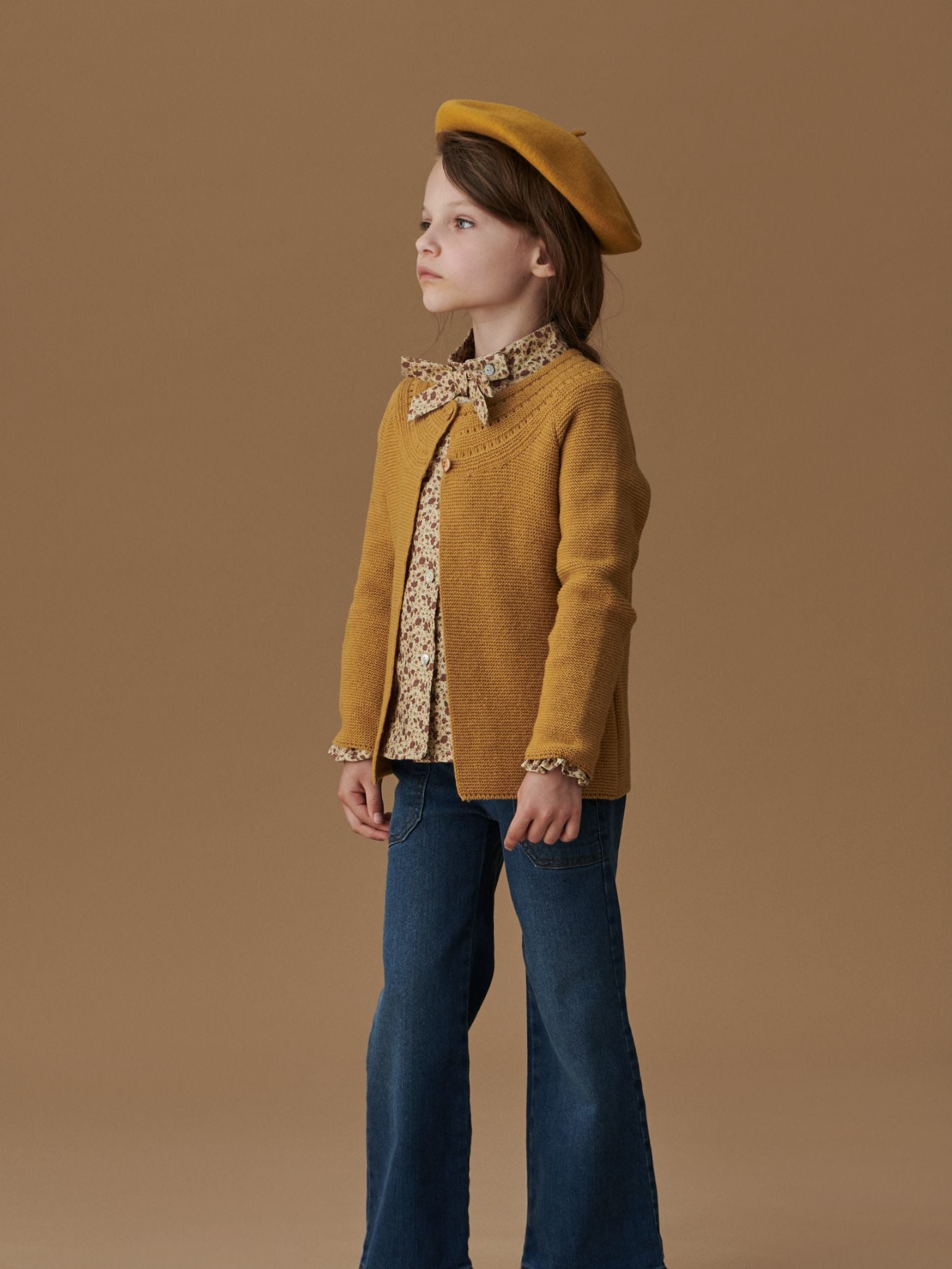 Mustard Rima Merino Girl Cardigan