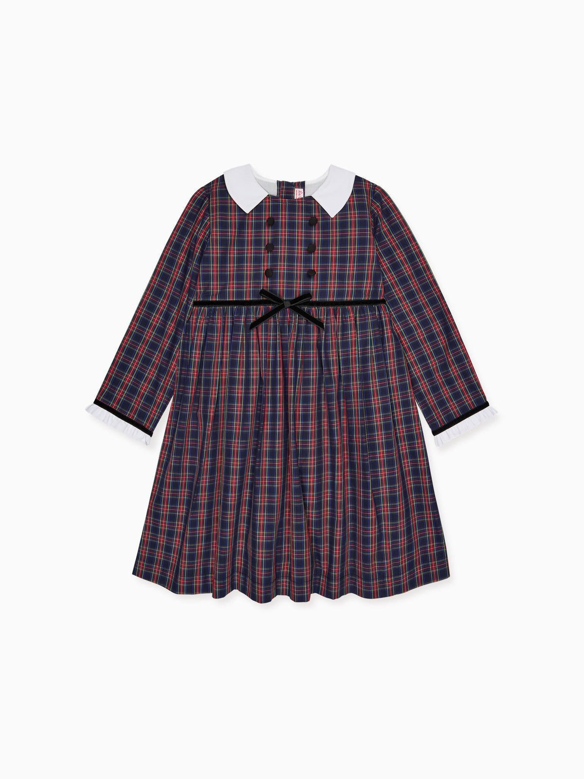 Navy Tartan Florinda Girl Empire Dress