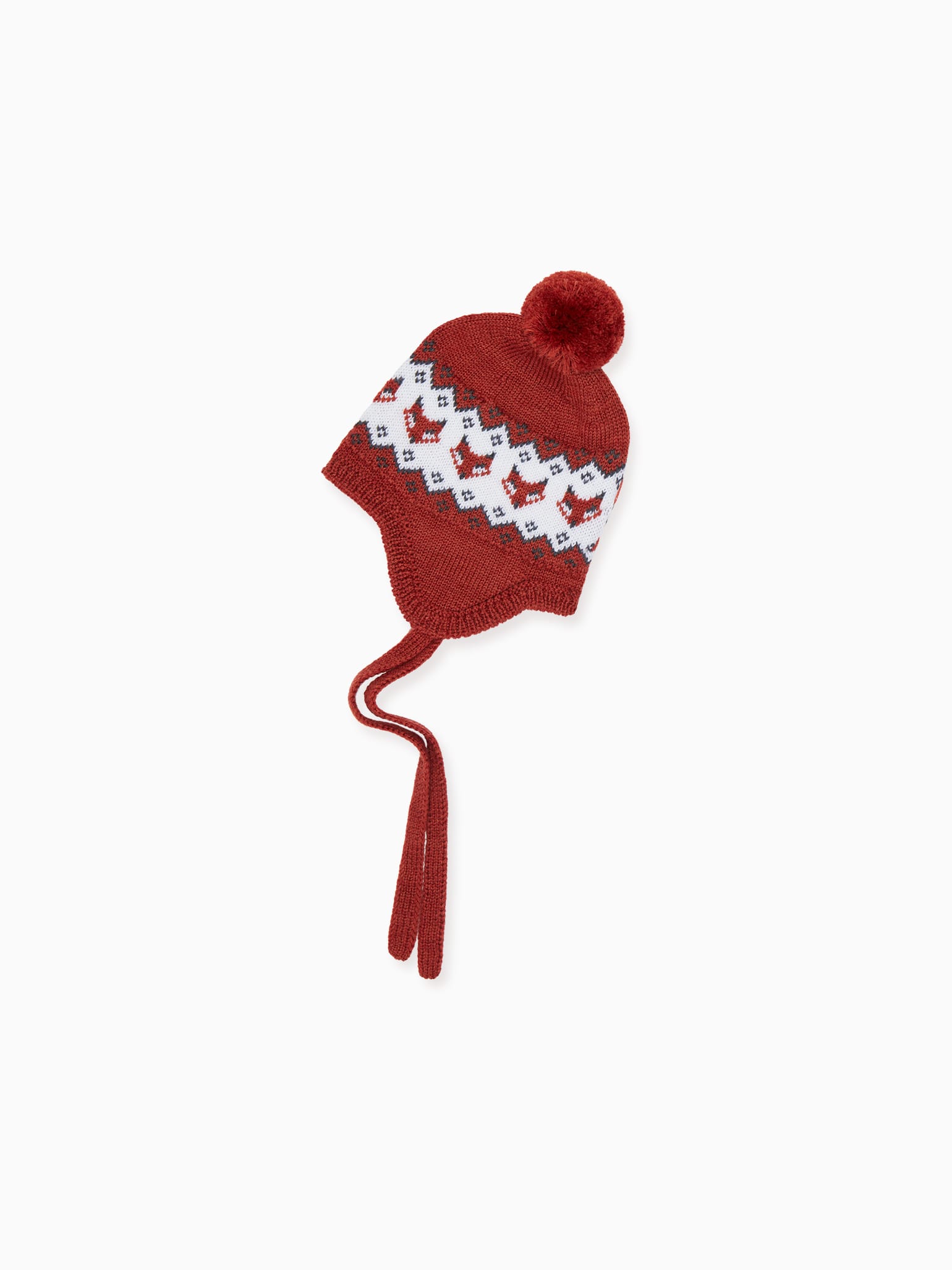 Terracotta Fonda Intarsia Merino Baby Bonnet