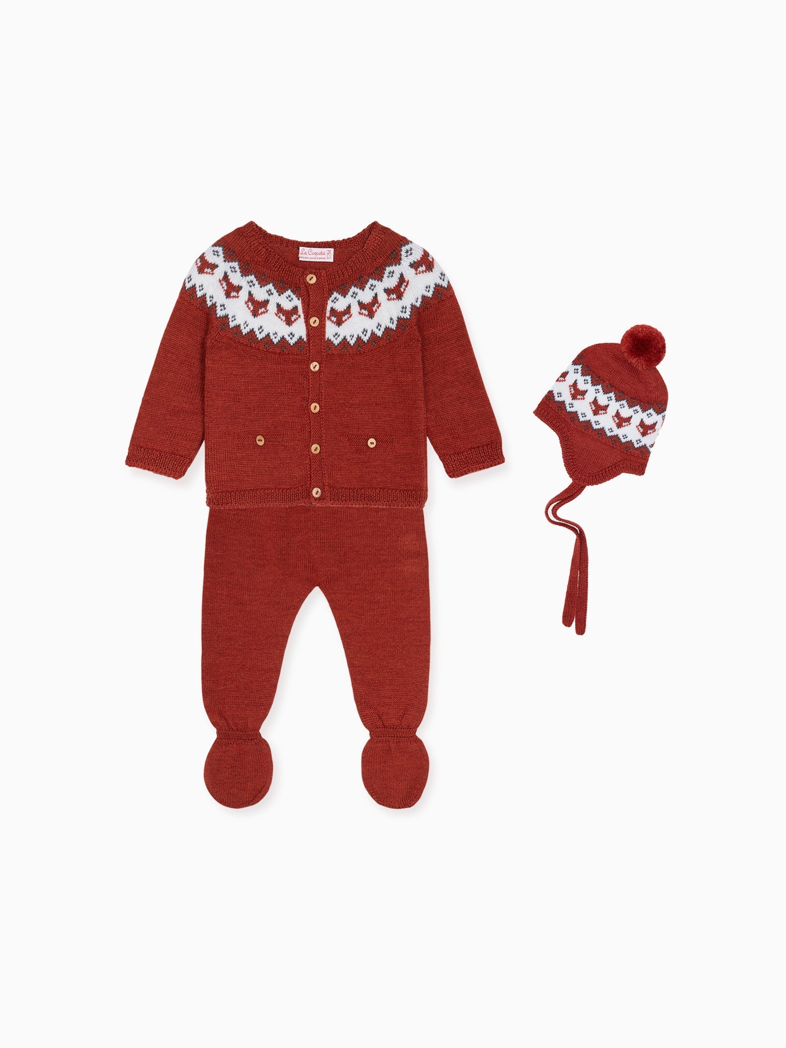 Terracotta Fonda Intarsia Merino Baby Gift Box Set