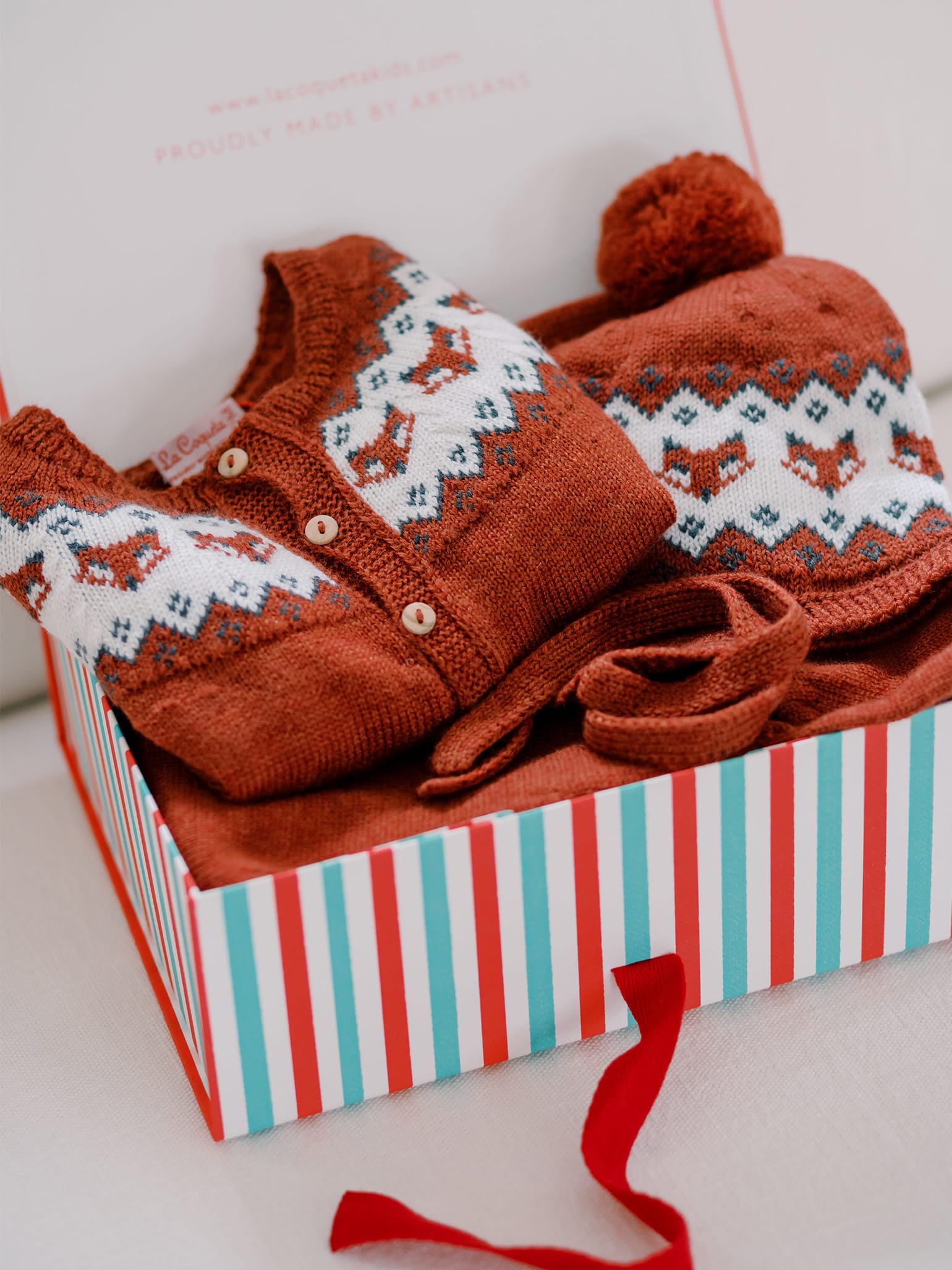 Terracotta Fonda Intarsia Merino Baby Gift Box Set