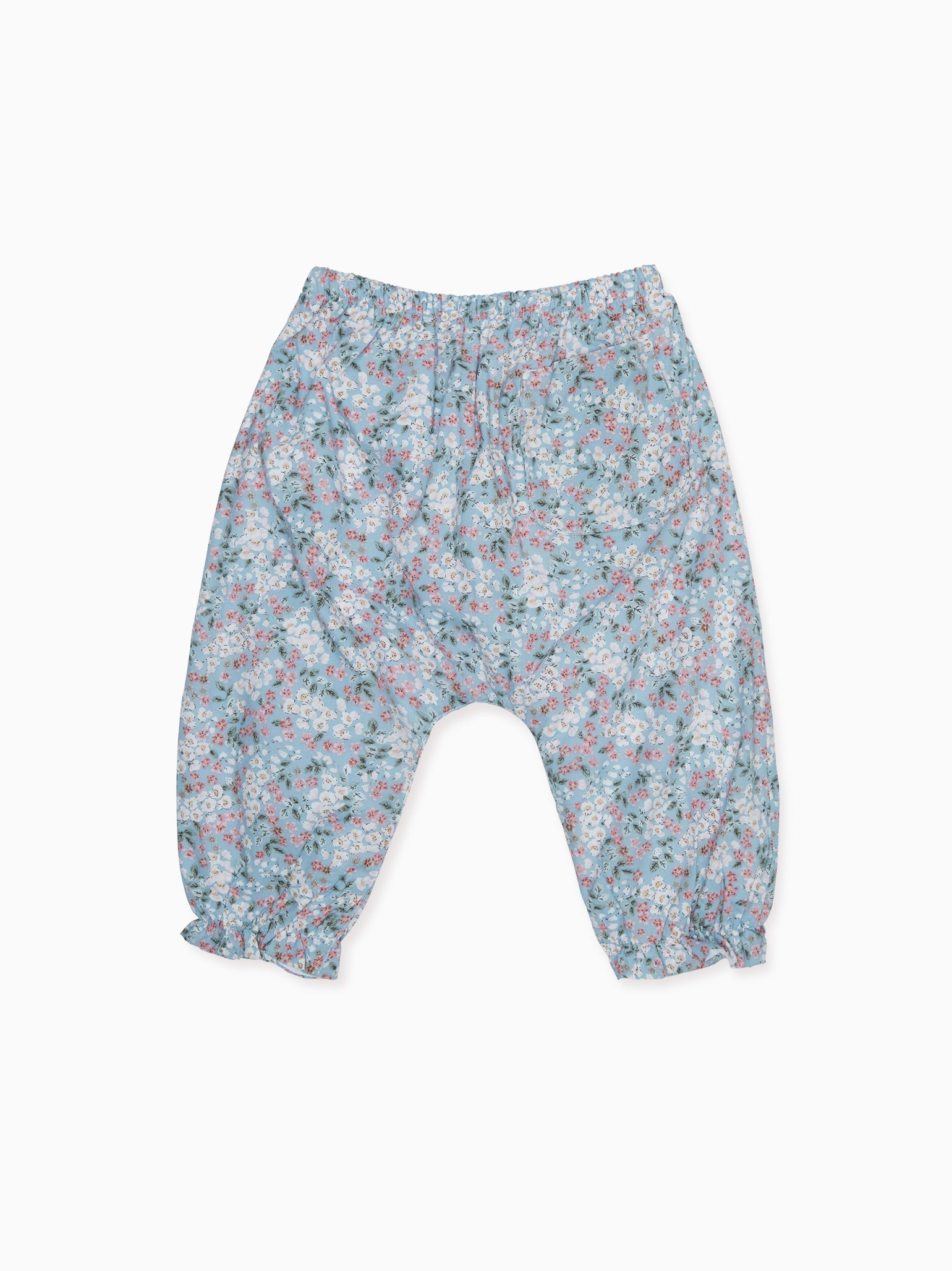 Light Blue Floral Forna Cotton Baby Girl Trousers