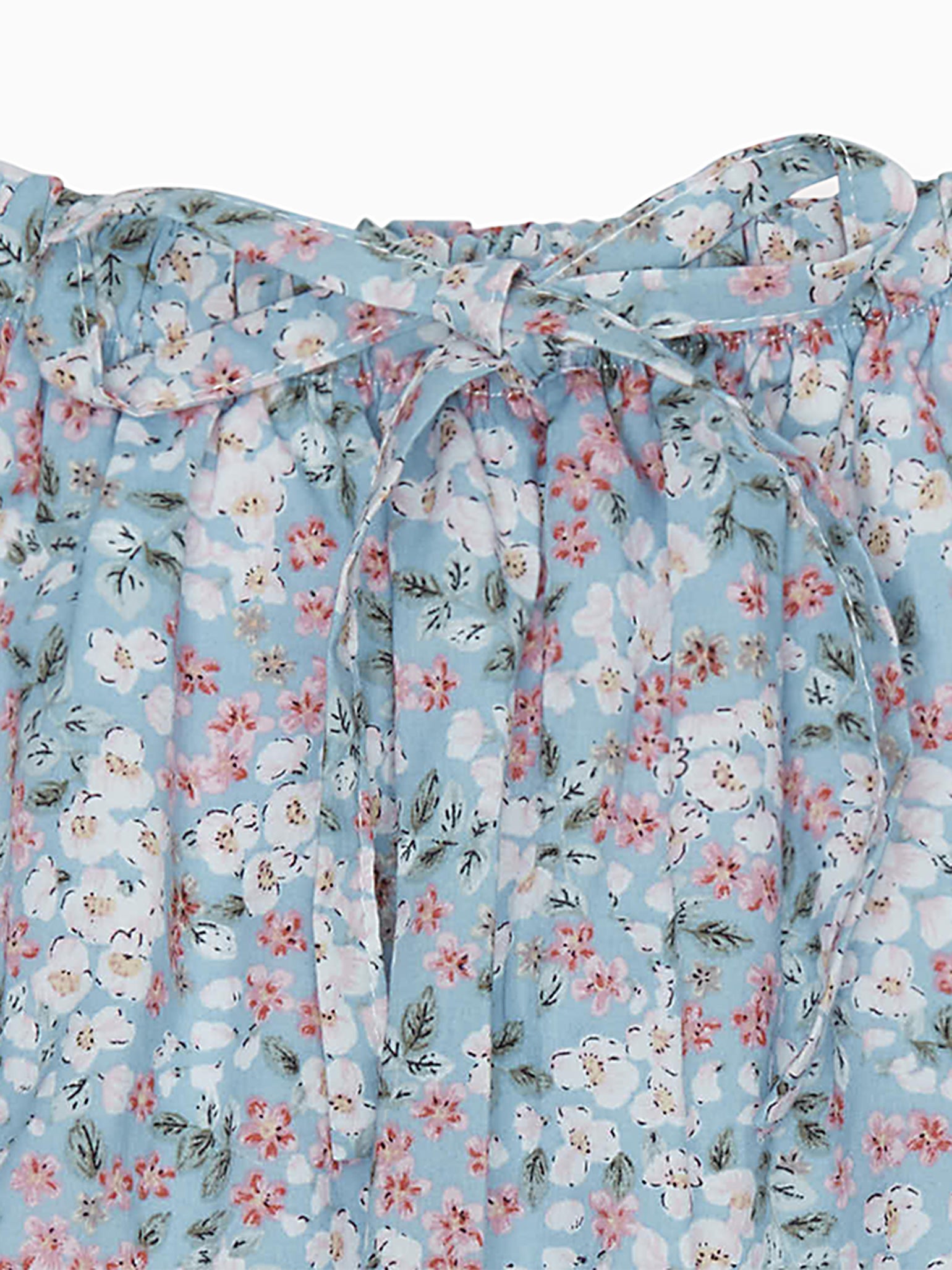 Light Blue Floral Forna Cotton Baby Girl Trousers